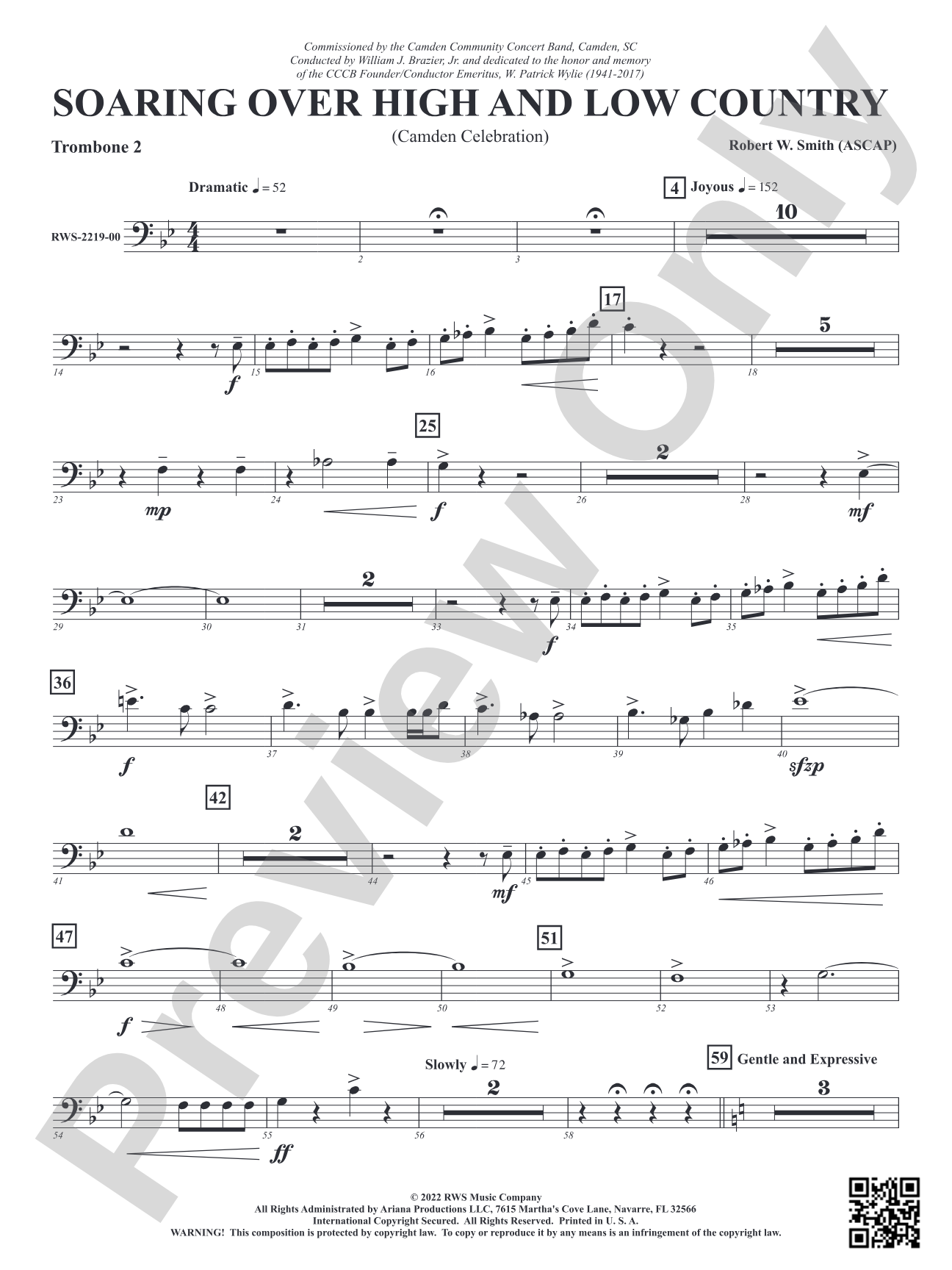 Soaring Over High and Low Country - Camden Celebration: 2nd Trombone