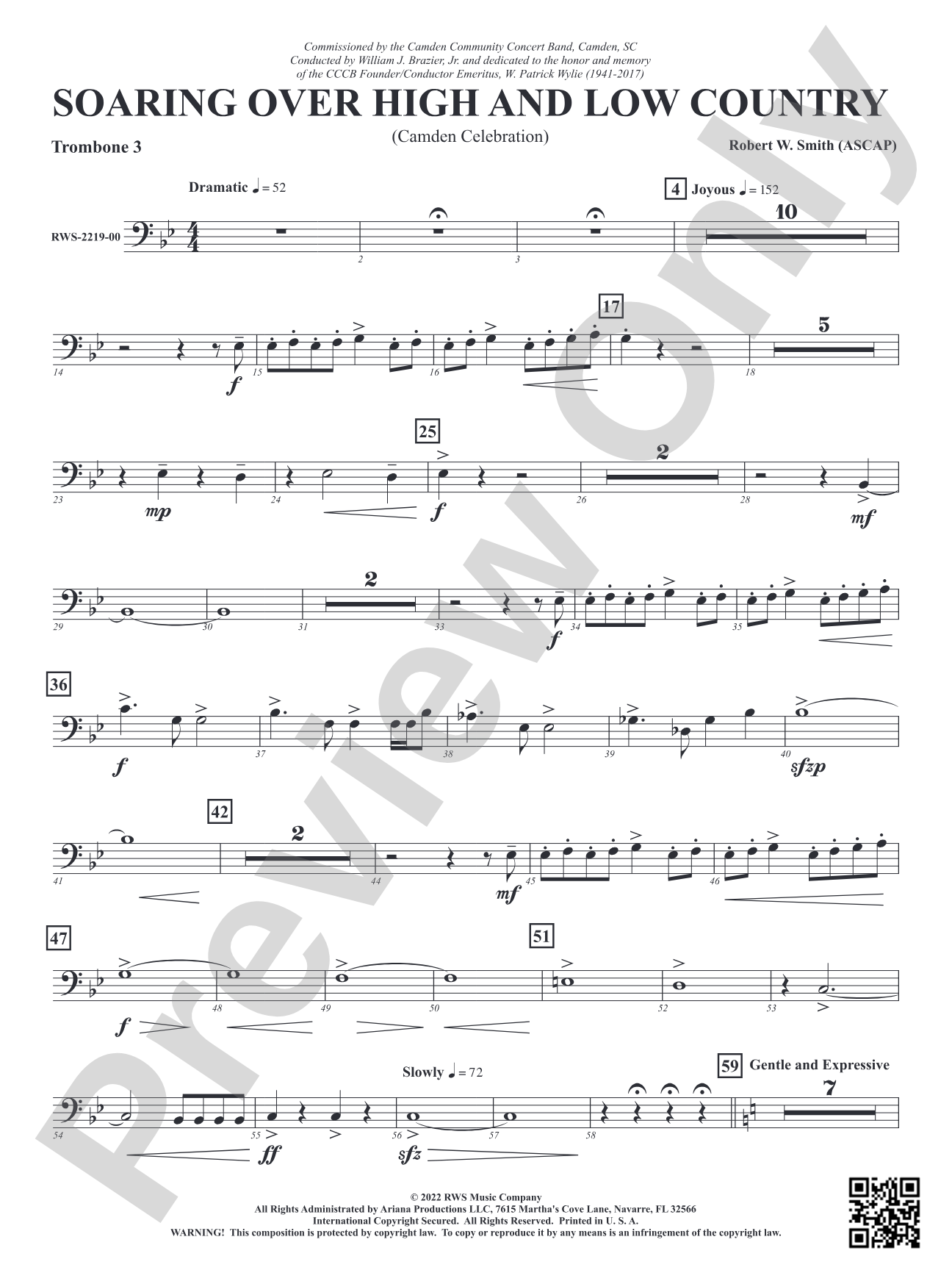 Soaring Over High and Low Country - Camden Celebration: 3rd Trombone