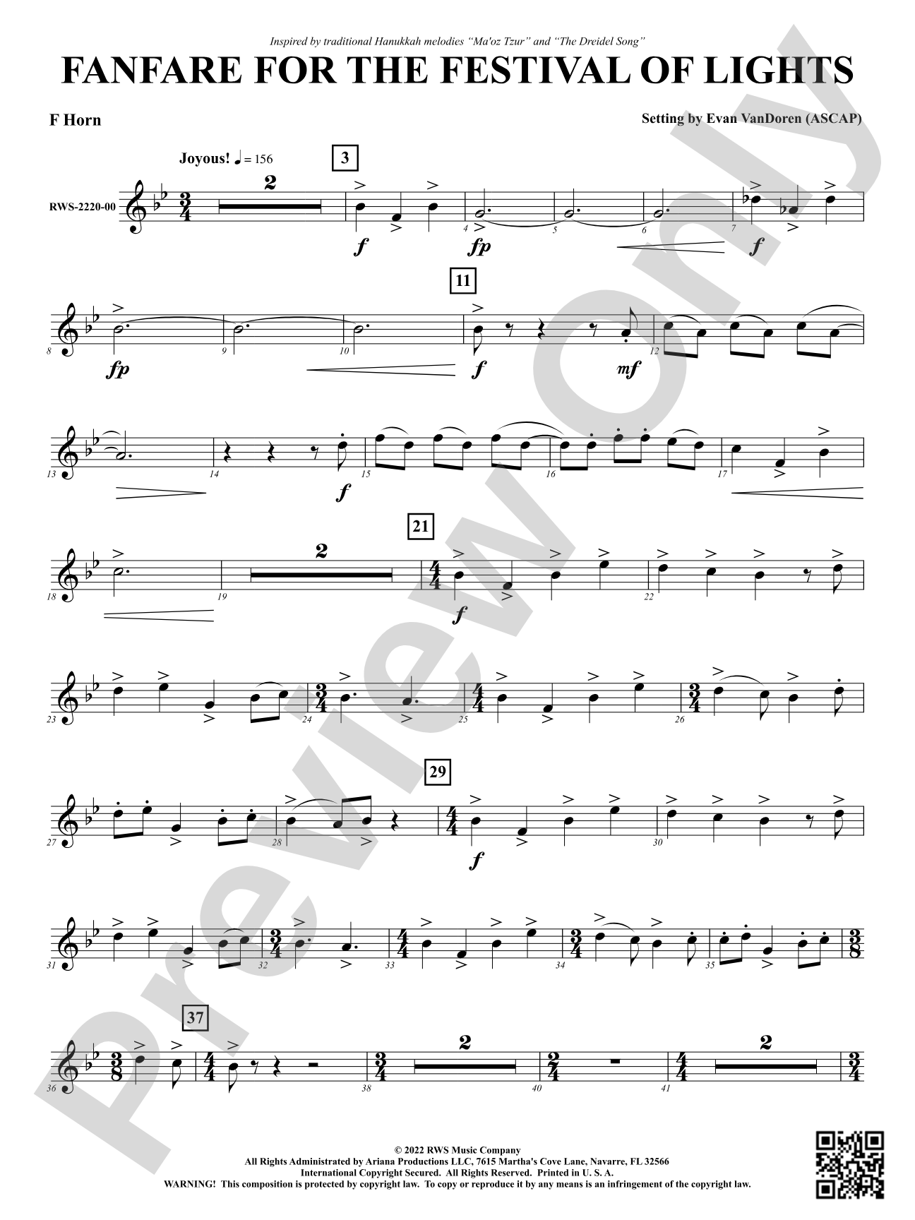 Fanfare for the Festival of Lights: 1st F Horn