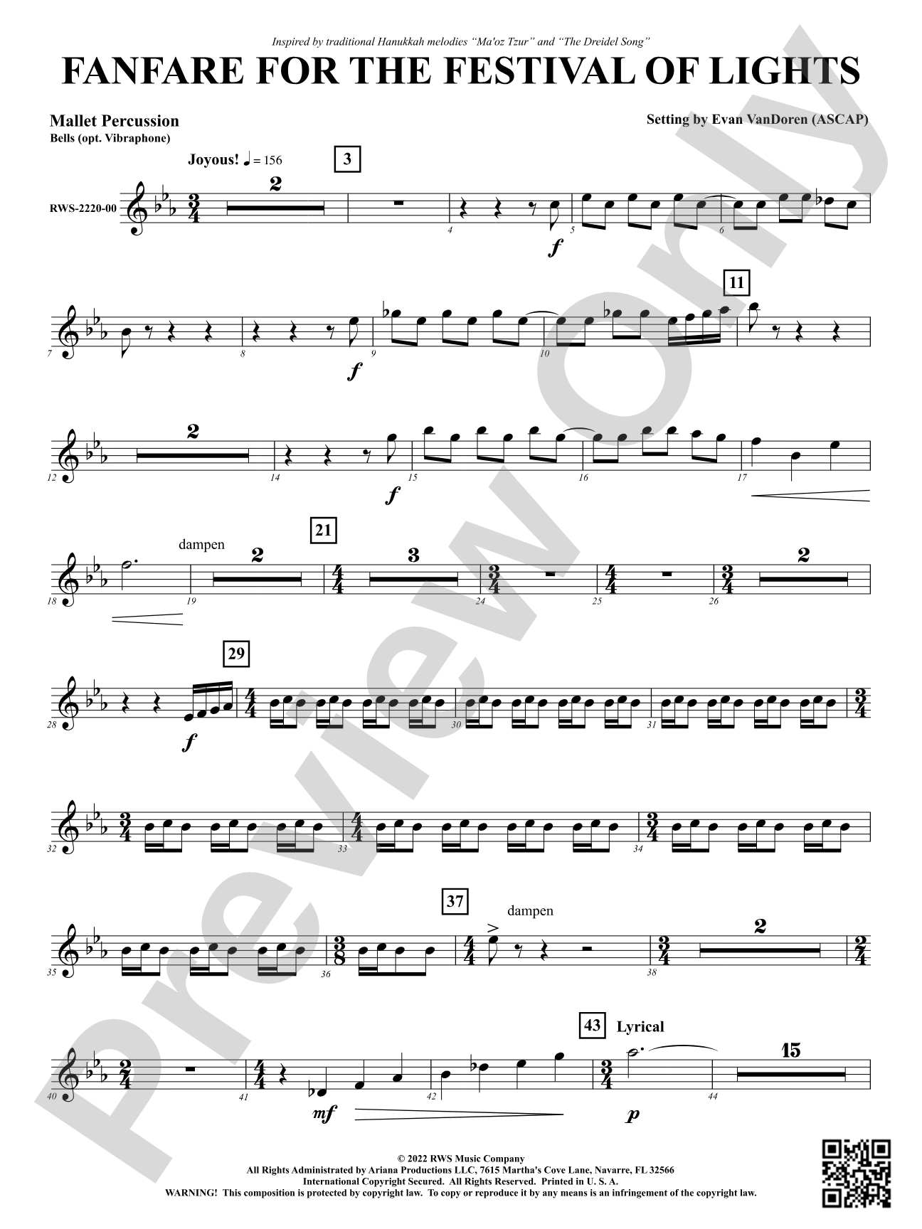 Fanfare for the Festival of Lights: 1st Mallet Percussion