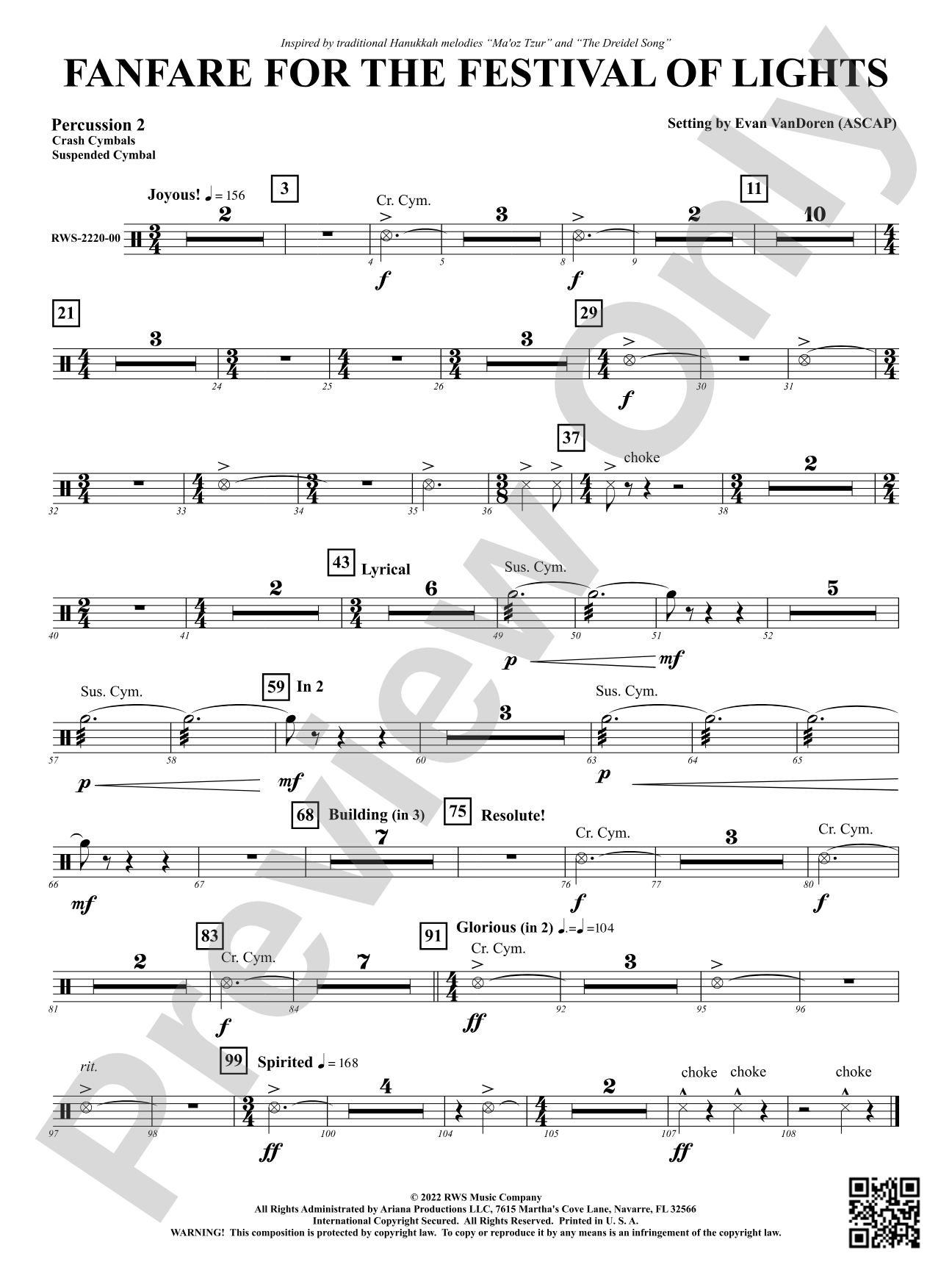 Fanfare for the Festival of Lights: 2nd Percussion