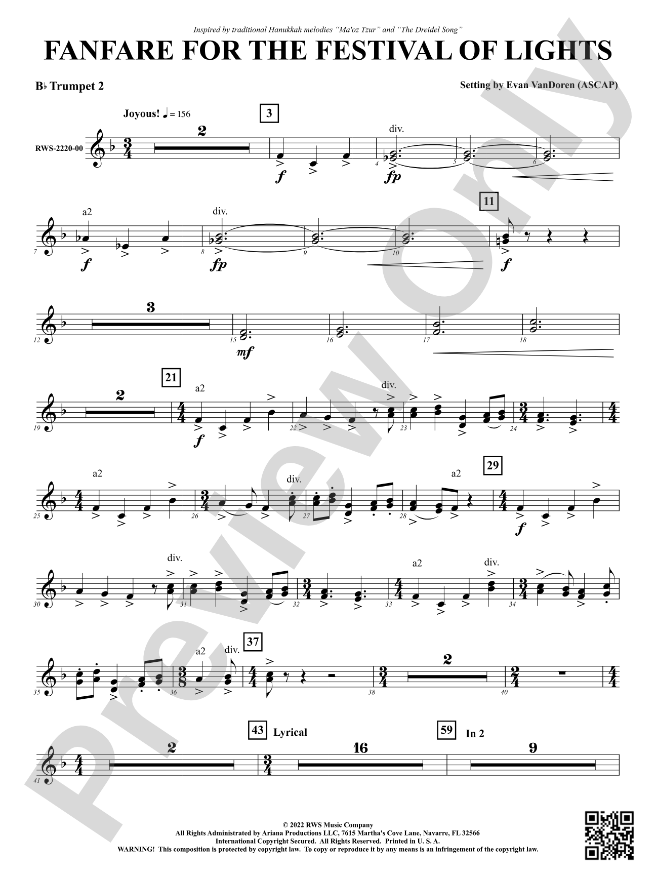 Fanfare for the Festival of Lights: 2nd B-flat Trumpet