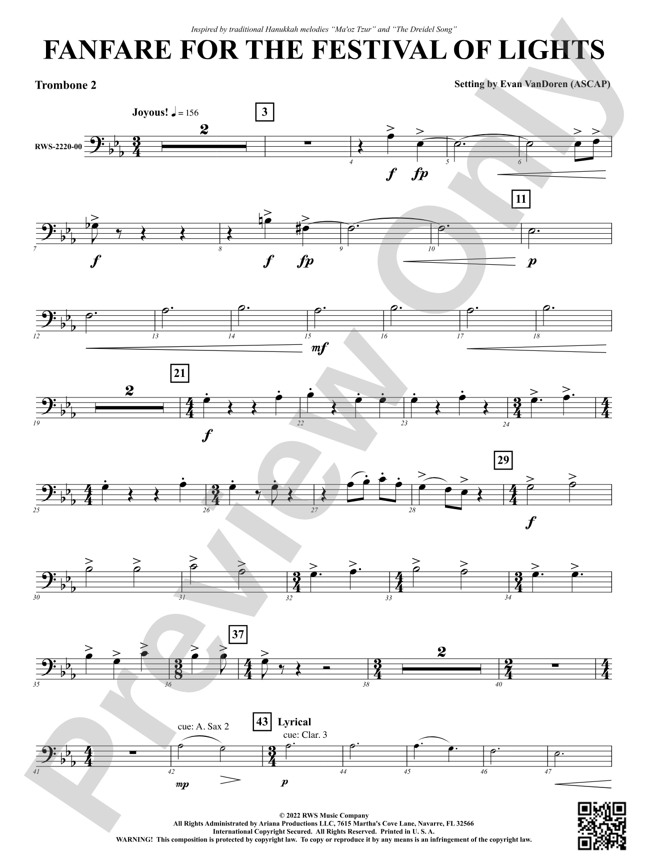 Fanfare for the Festival of Lights: 2nd Trombone