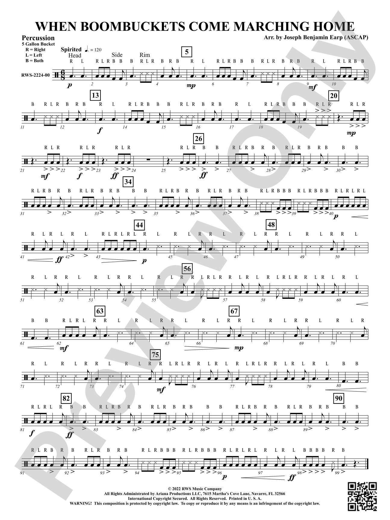 When Boombuckets Come Marching Home: 1st Percussion