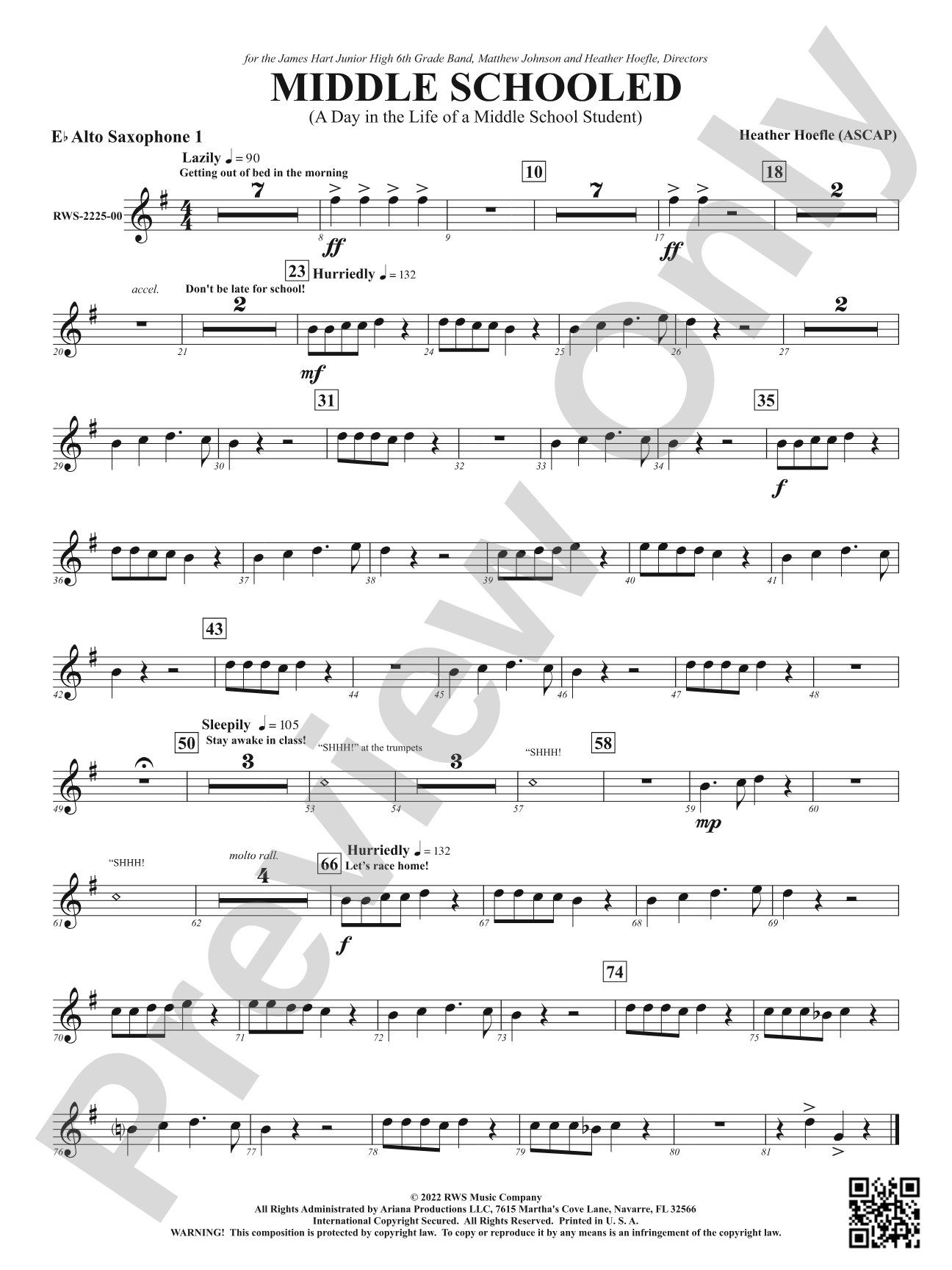 Middle Schooled - A Day in the Life of a Middle School Student: 1st E-flat Alto Saxophone
