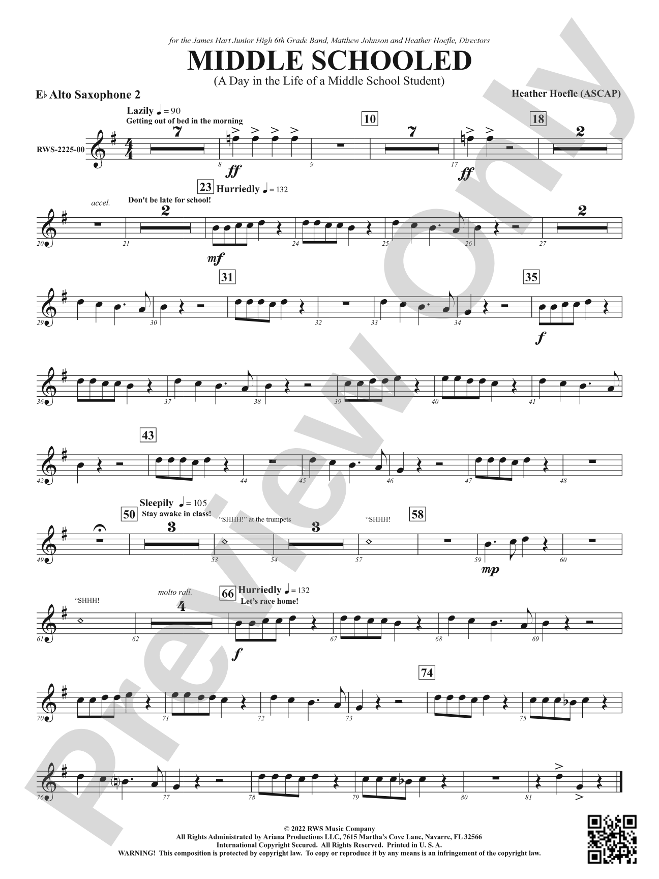 Middle Schooled - A Day in the Life of a Middle School Student: 2nd E-flat Alto Saxophone