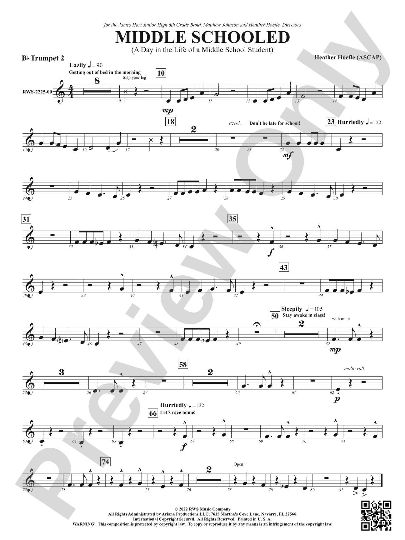Middle Schooled - A Day in the Life of a Middle School Student: 2nd B-flat Trumpet