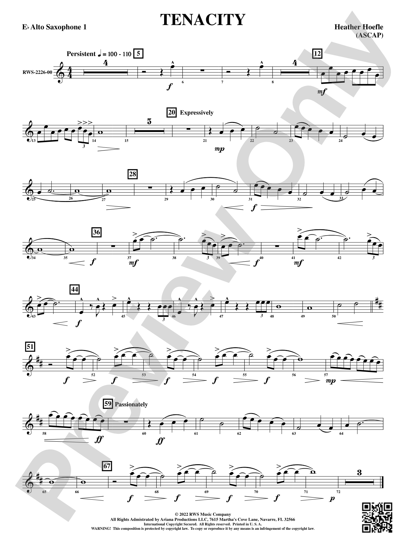 Tenacity: 1st E-flat Alto Saxophone