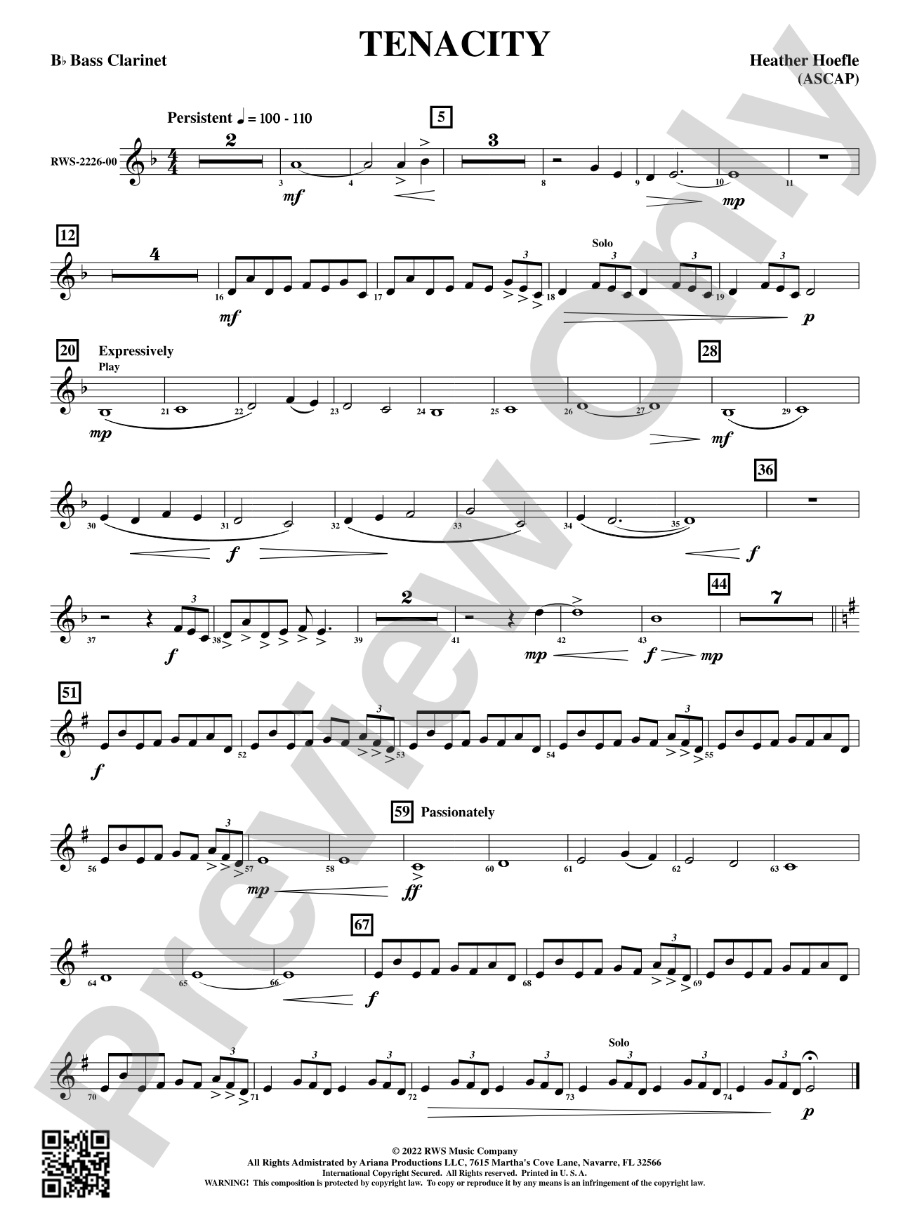 Tenacity: B-flat Bass Clarinet