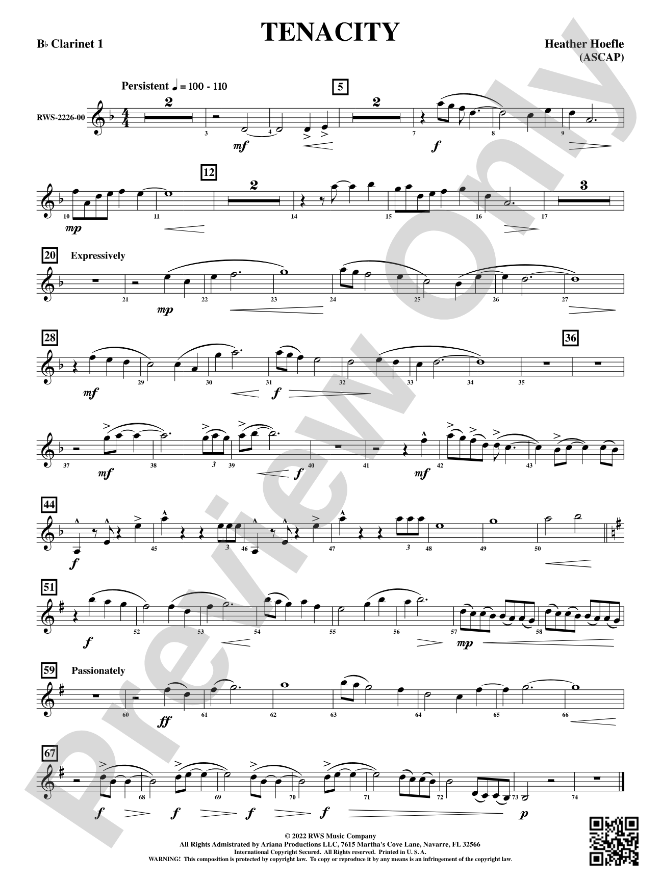 Tenacity: 1st B-flat Clarinet
