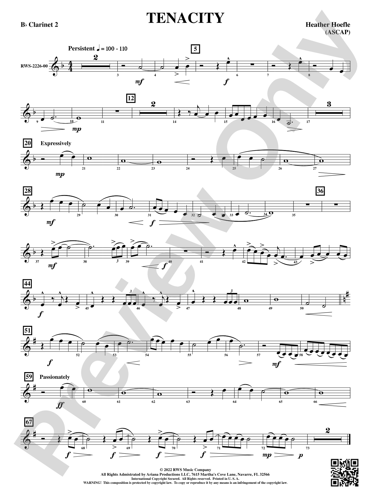Tenacity: 2nd B-flat Clarinet
