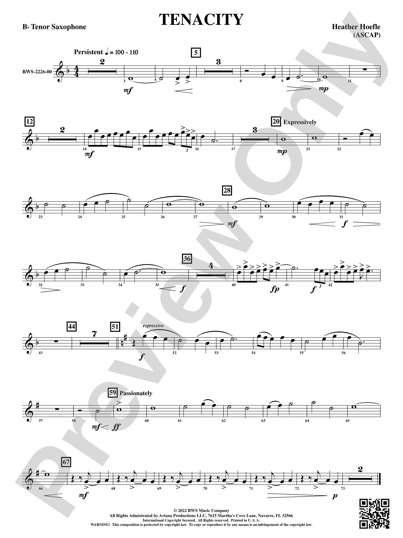 Tenacity: B-flat Tenor Saxophone