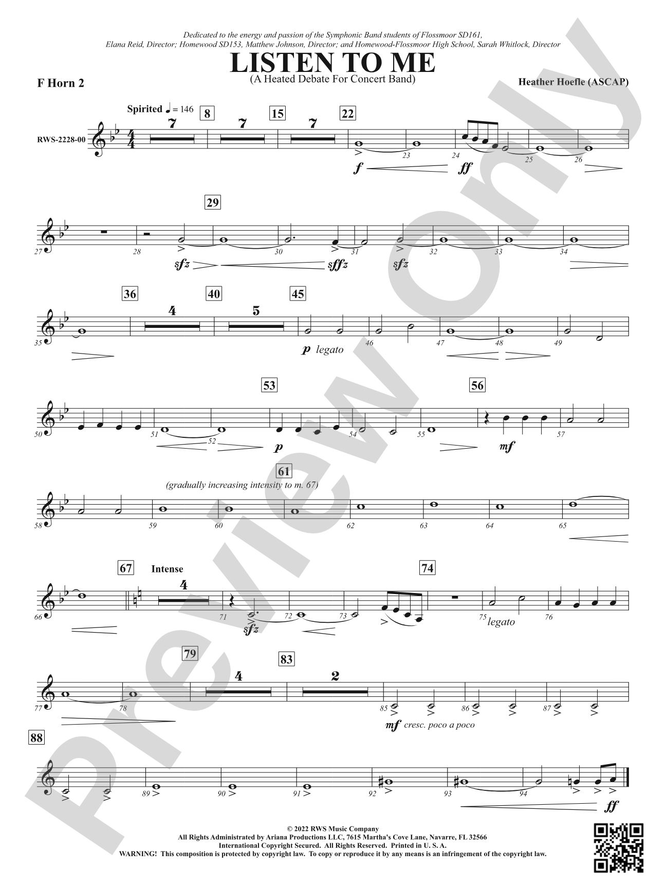 Listen to Me - A Heated Debate for Concert Band: 2nd F Horn