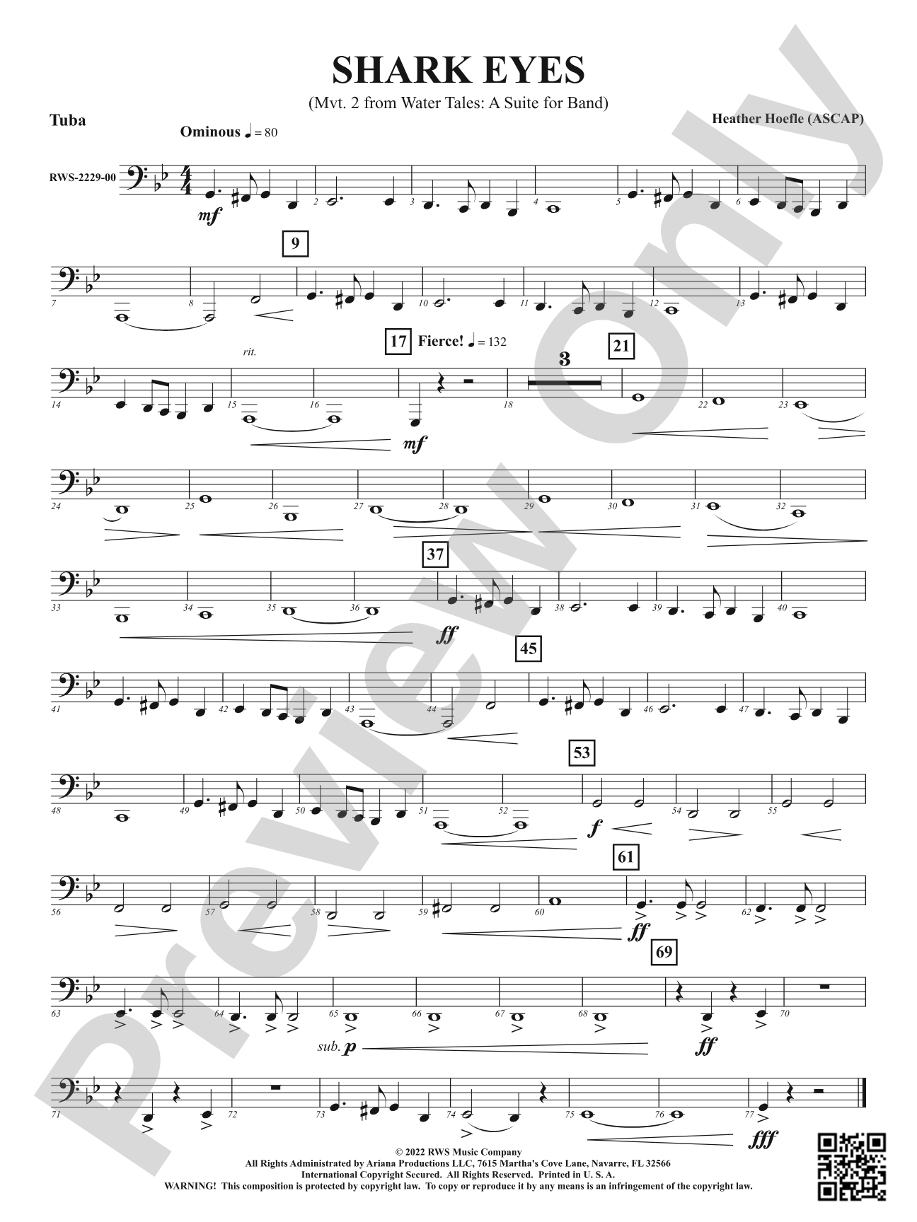 Shark Eyes - Mvt. 2 from <i>Water Tales: A Suite for Band</i>: Tuba
