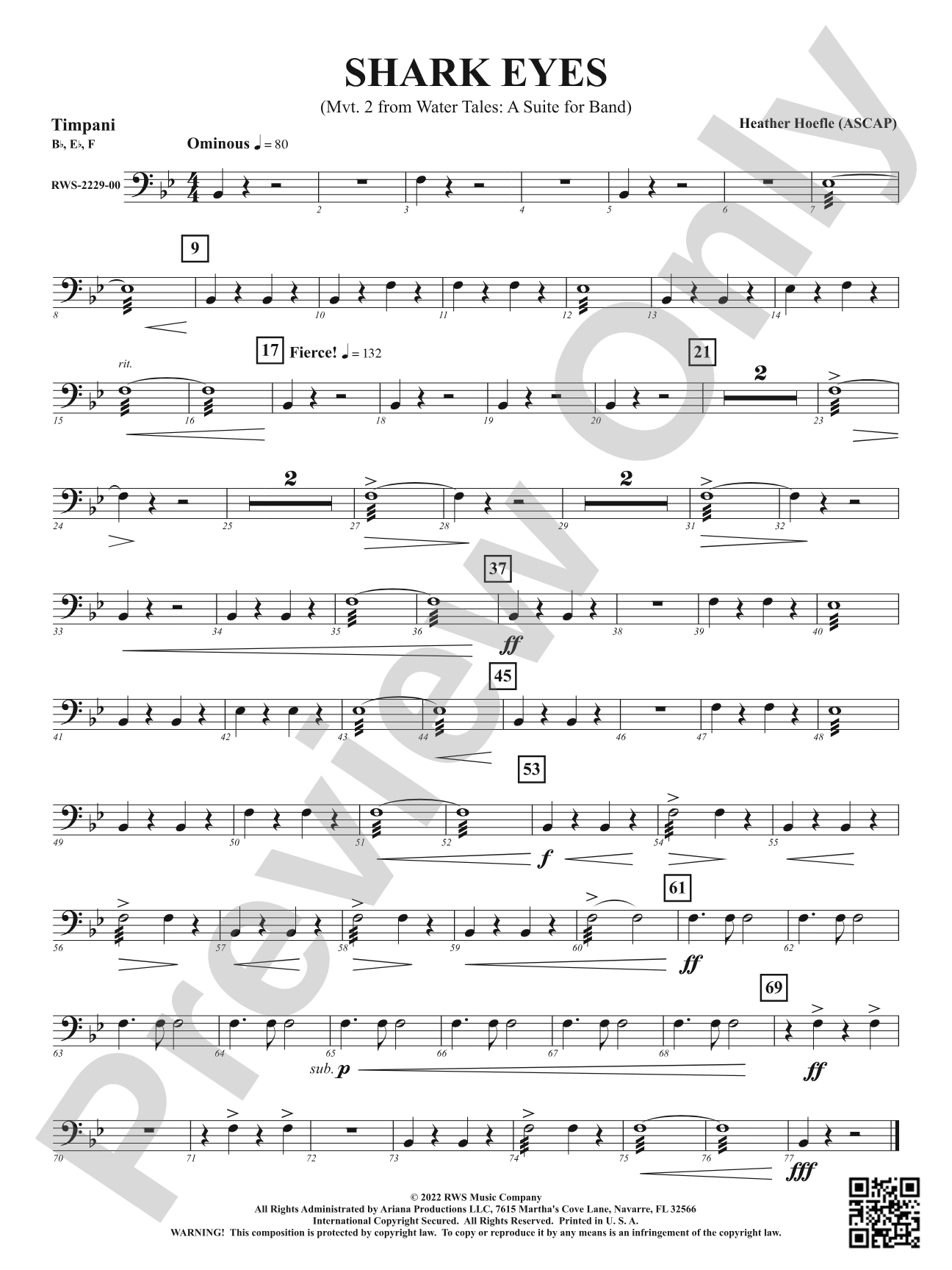 Shark Eyes - Mvt. 2 from <i>Water Tales: A Suite for Band</i>: Timpani