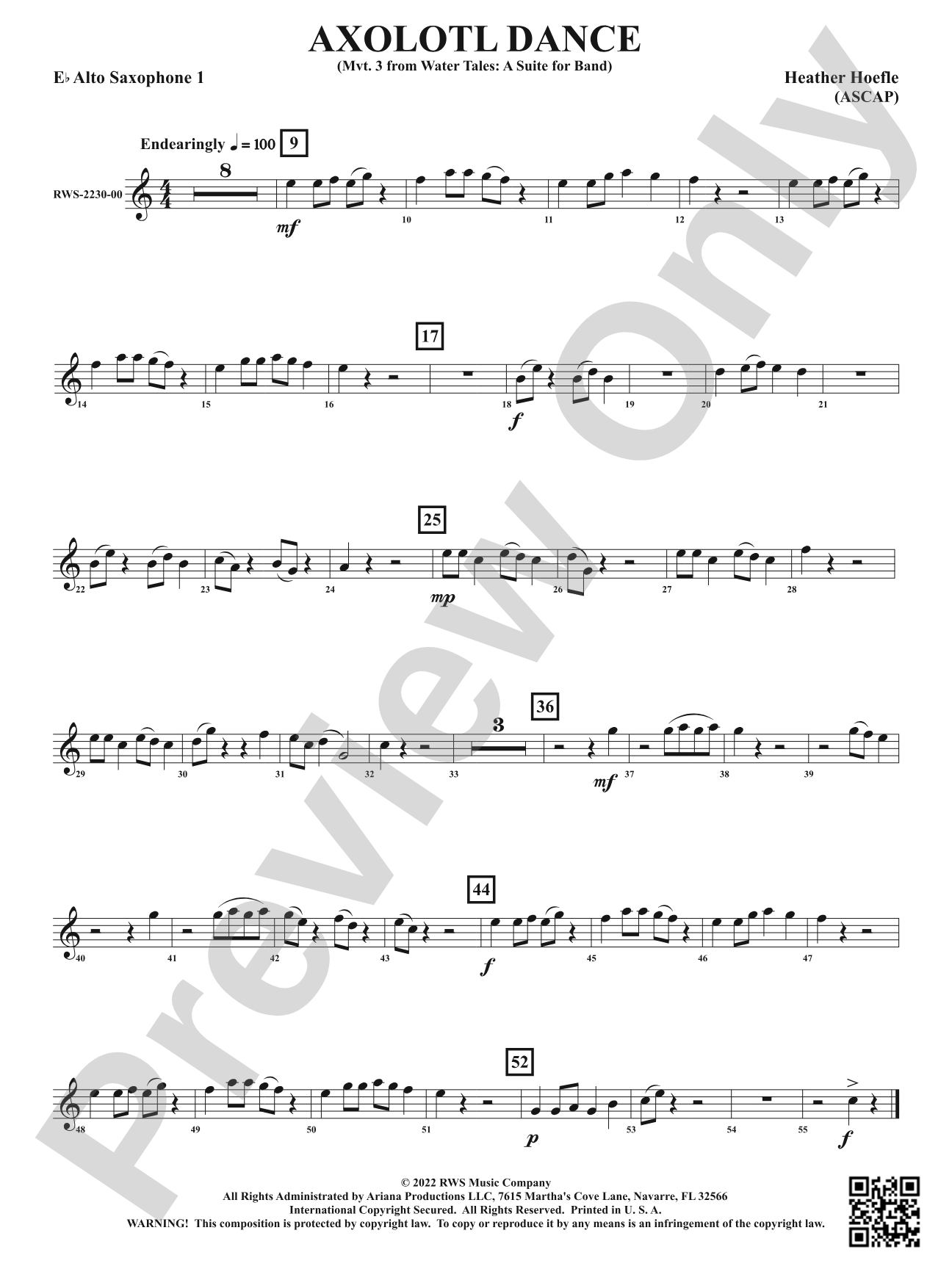 Axolotl Dance - Mvt. 3 from <i>Water Tales: A Suite for Band</i>: 1st E-flat Alto Saxophone