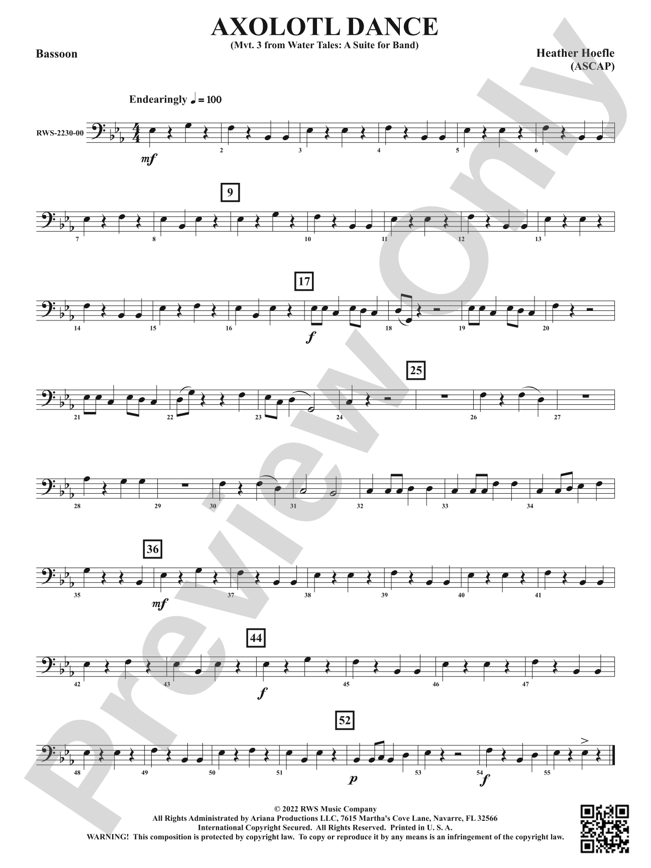 Axolotl Dance - Mvt. 3 from <i>Water Tales: A Suite for Band</i>: Bassoon