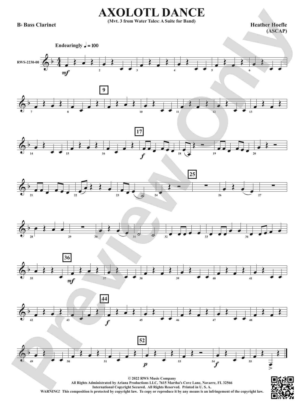 Axolotl Dance - Mvt. 3 from <i>Water Tales: A Suite for Band</i>: B-flat Bass Clarinet