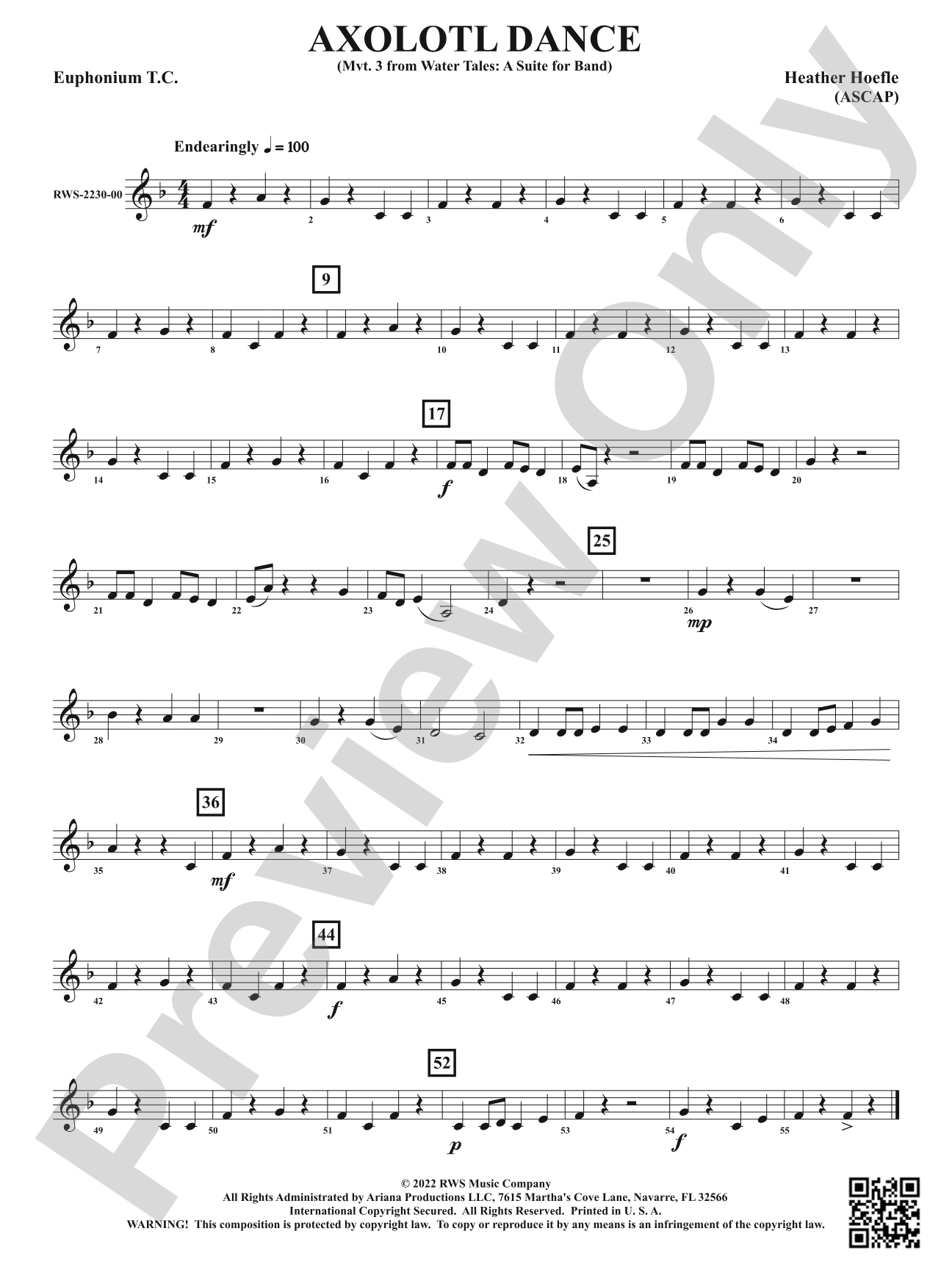 Axolotl Dance - Mvt. 3 from <i>Water Tales: A Suite for Band</i>: Baritone T.C.