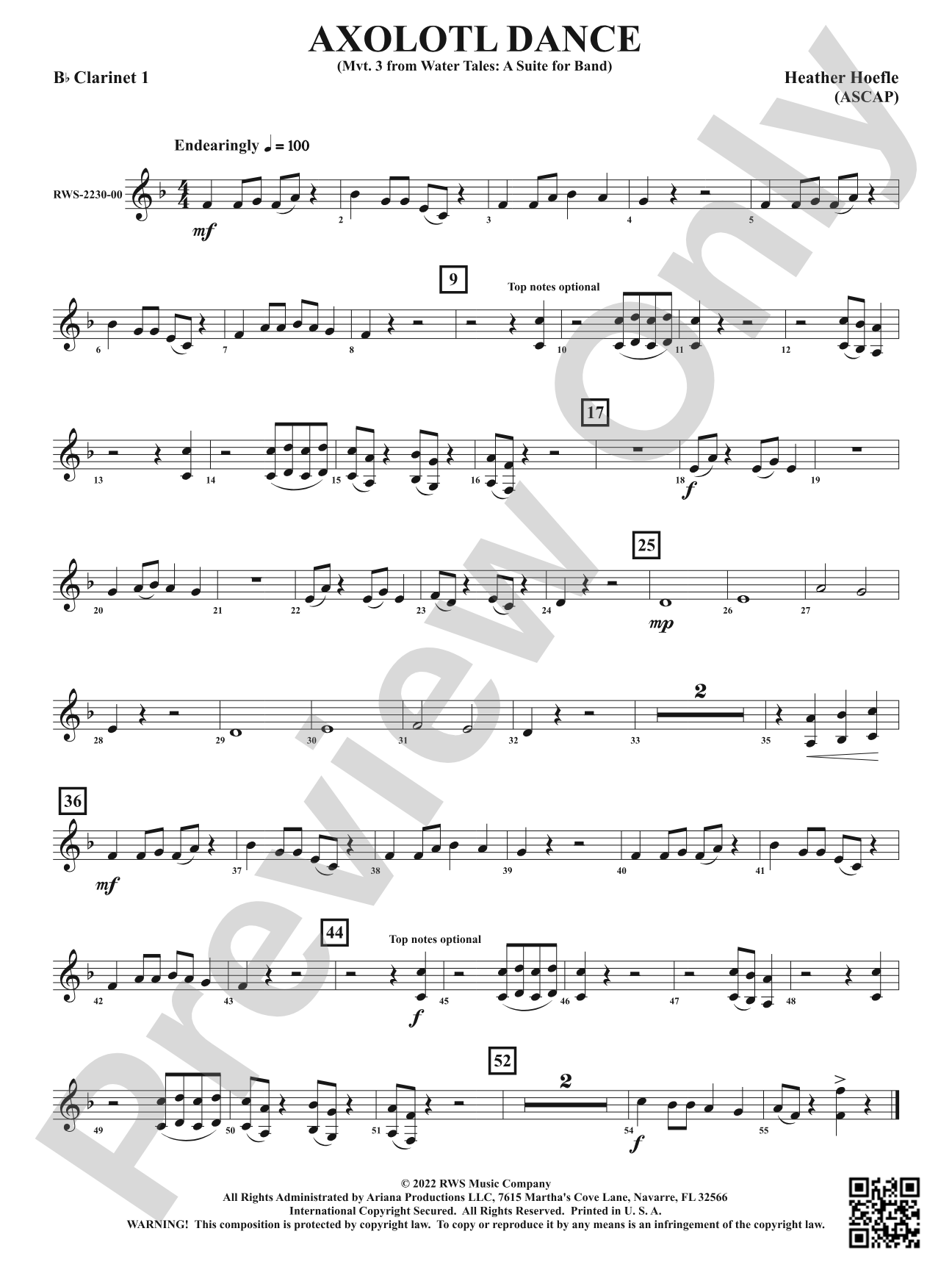 Axolotl Dance - Mvt. 3 from <i>Water Tales: A Suite for Band</i>: 1st B-flat Clarinet