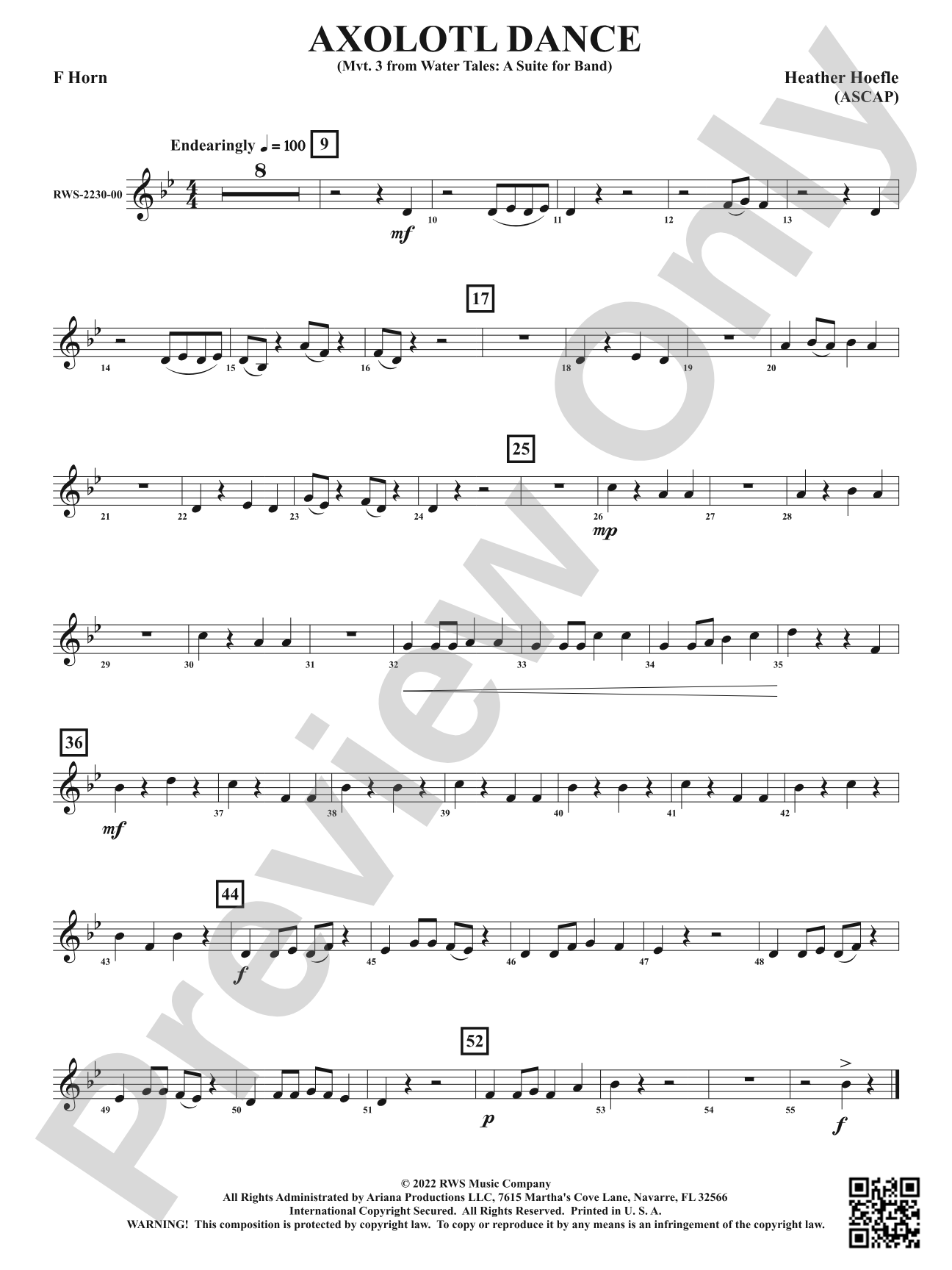 Axolotl Dance - Mvt. 3 from <i>Water Tales: A Suite for Band</i>: 1st F Horn