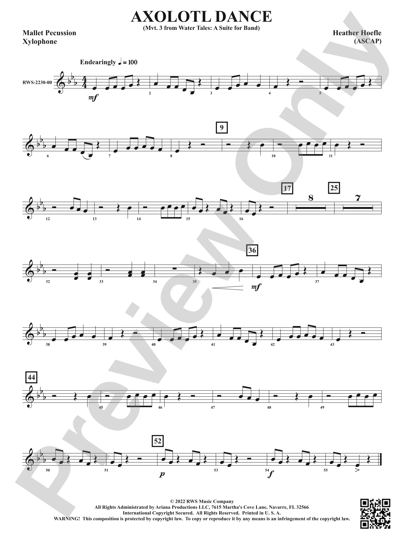 Axolotl Dance - Mvt. 3 from <i>Water Tales: A Suite for Band</i>: 1st Mallet Percussion