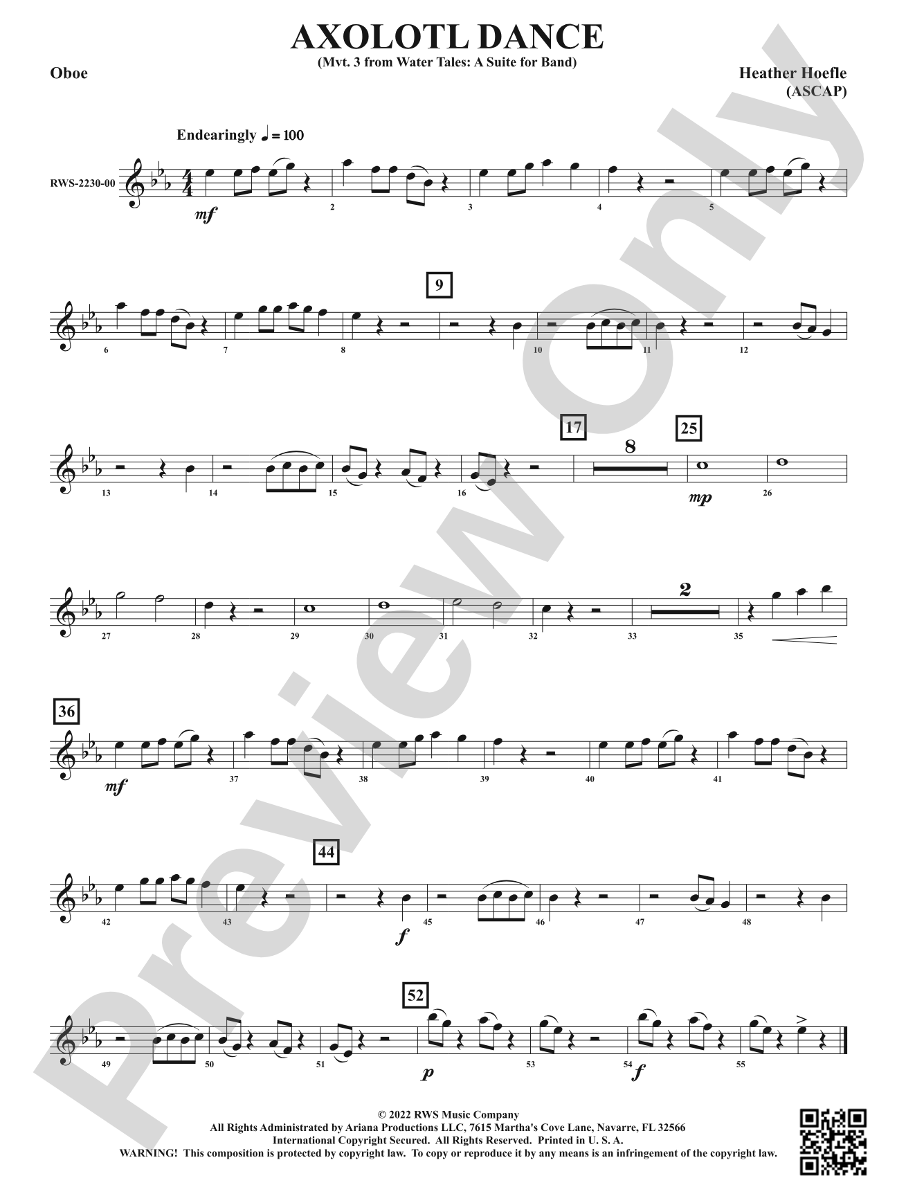 Axolotl Dance - Mvt. 3 from <i>Water Tales: A Suite for Band</i>: Oboe