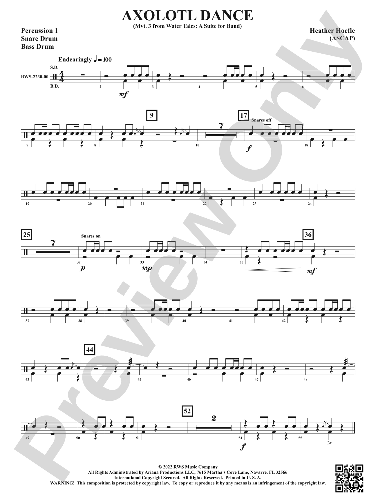 Axolotl Dance - Mvt. 3 from <i>Water Tales: A Suite for Band</i>: 1st Percussion