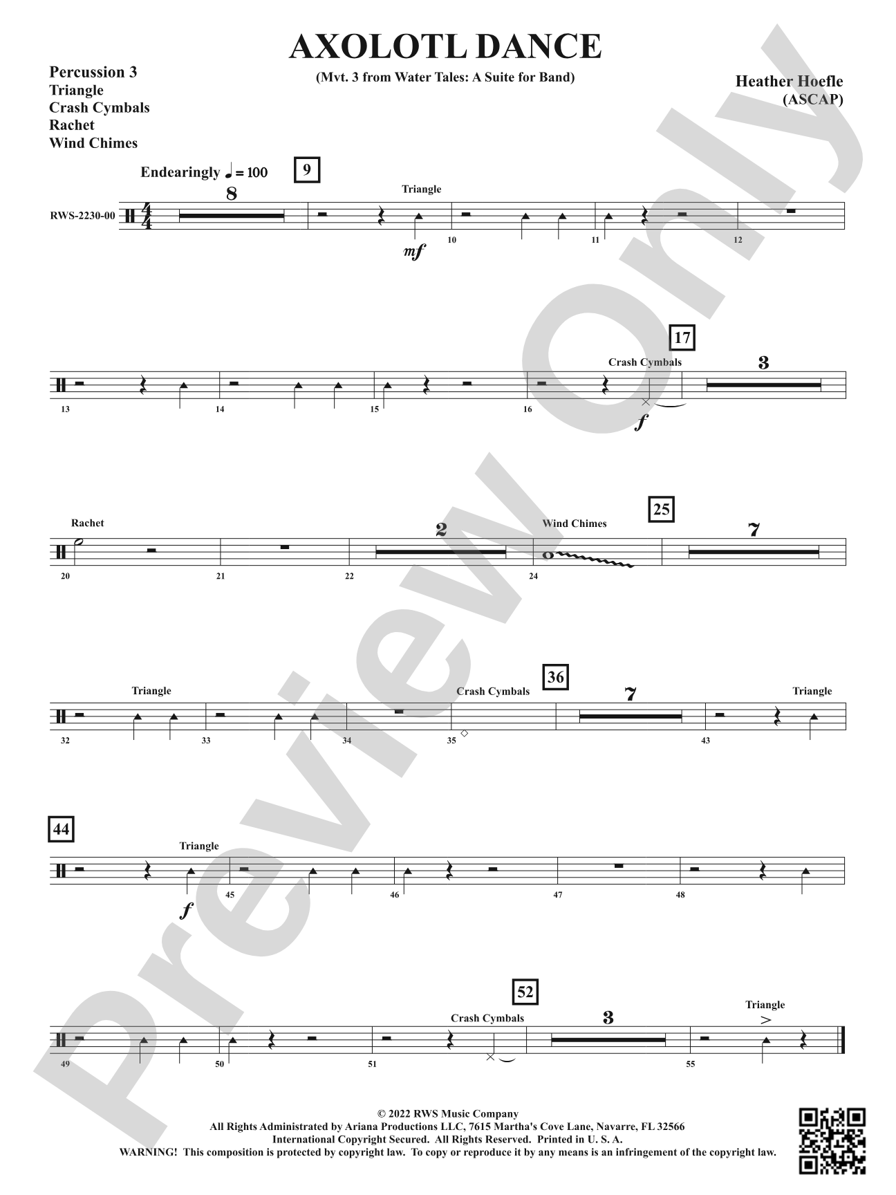 Axolotl Dance - Mvt. 3 from <i>Water Tales: A Suite for Band</i>: 3rd Percussion