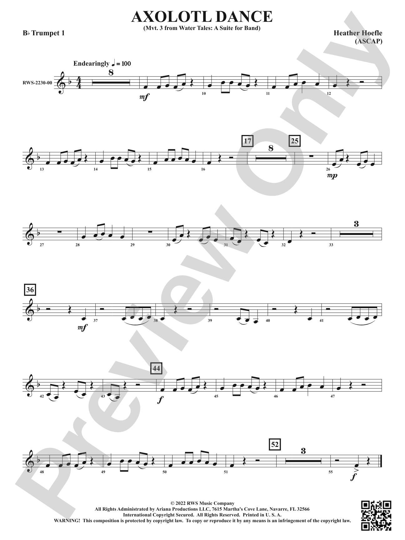 Axolotl Dance - Mvt. 3 from <i>Water Tales: A Suite for Band</i>: 1st B-flat Trumpet