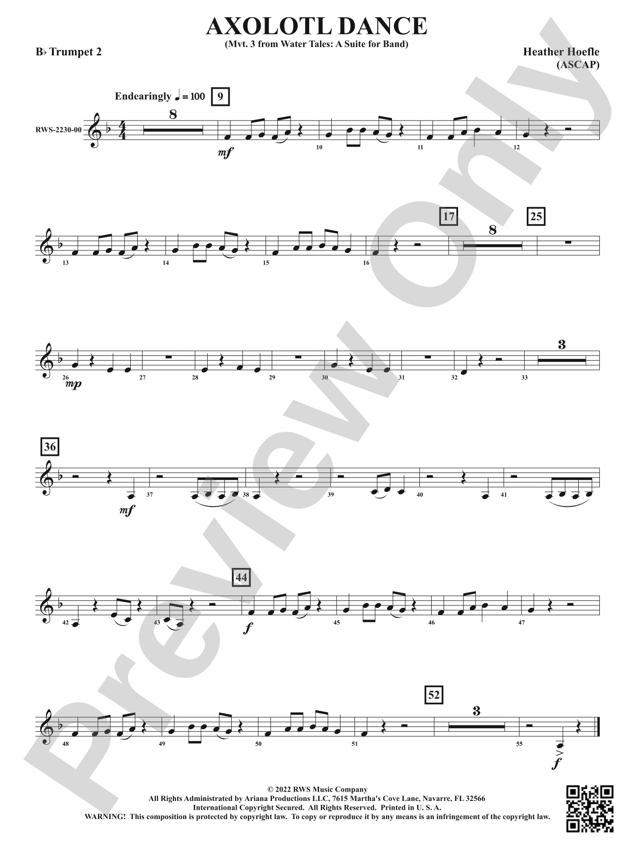 Axolotl Dance - Mvt. 3 from <i>Water Tales: A Suite for Band</i>: 2nd B-flat Trumpet