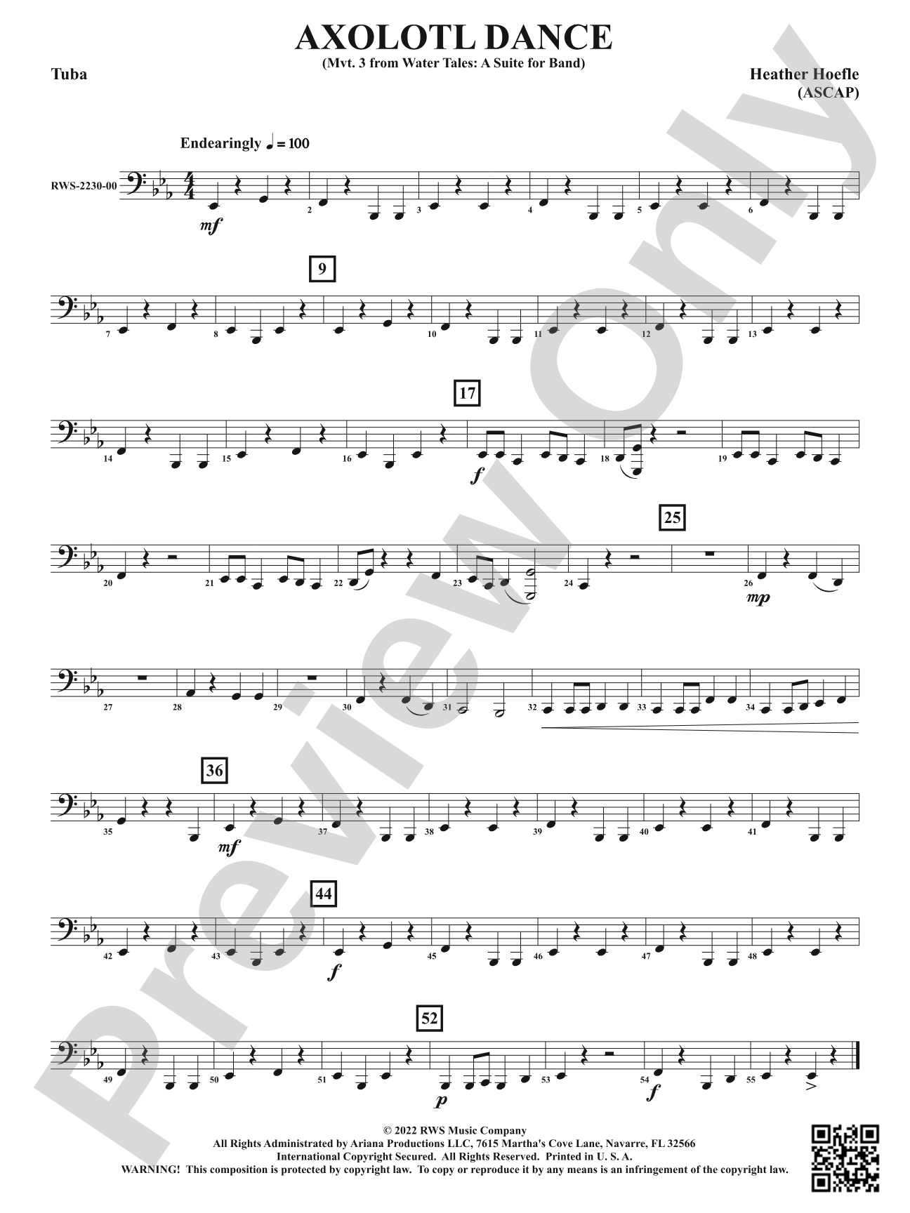 Axolotl Dance - Mvt. 3 from <i>Water Tales: A Suite for Band</i>: Tuba