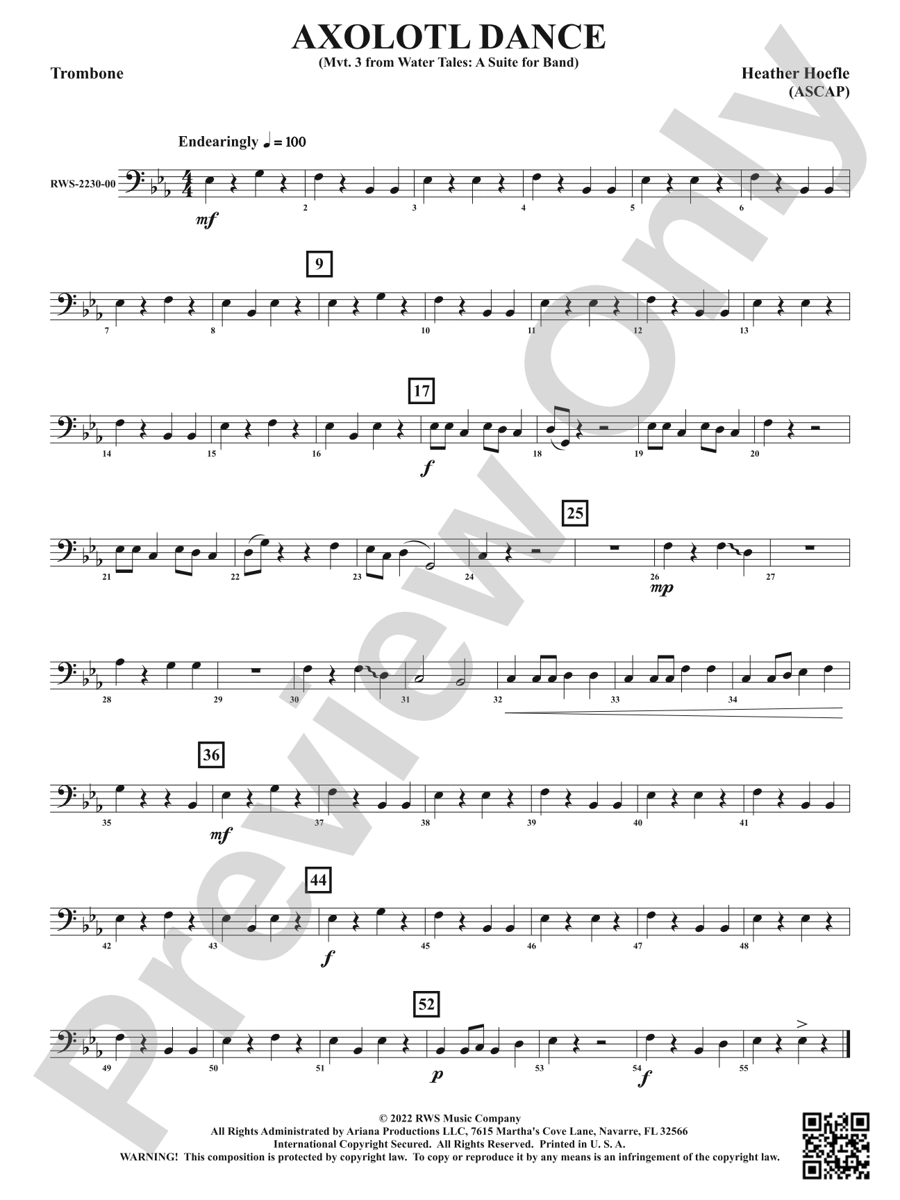 Axolotl Dance - Mvt. 3 from <i>Water Tales: A Suite for Band</i>: 1st Trombone