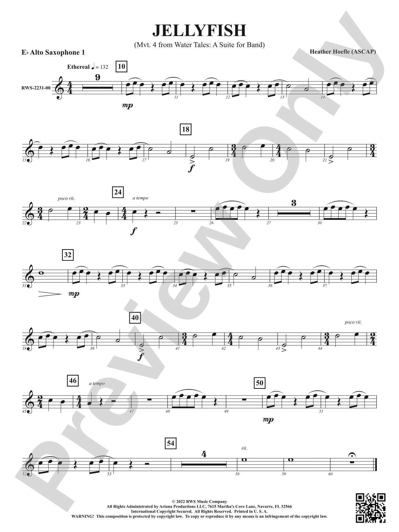 Jellyfish - Mvt. 4 from <i>Water Tales: A Suite for Band</i>: 1st E-flat Alto Saxophone