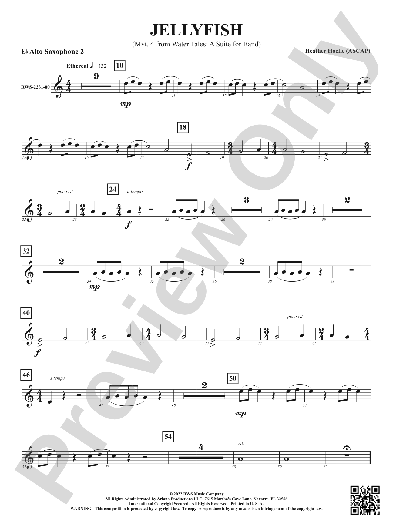 Jellyfish - Mvt. 4 from <i>Water Tales: A Suite for Band</i>: 2nd E-flat Alto Saxophone