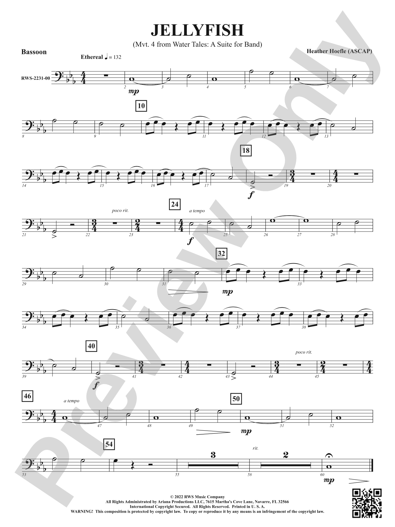 Jellyfish - Mvt. 4 from <i>Water Tales: A Suite for Band</i>: Bassoon
