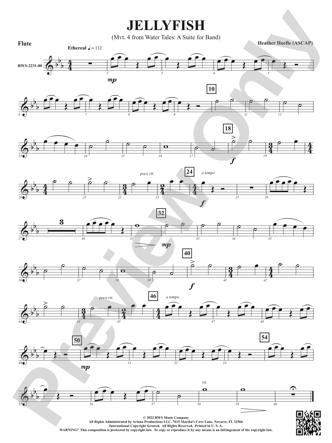 Jellyfish - Mvt. 4 from <i>Water Tales: A Suite for Band</i>: 1st Flute