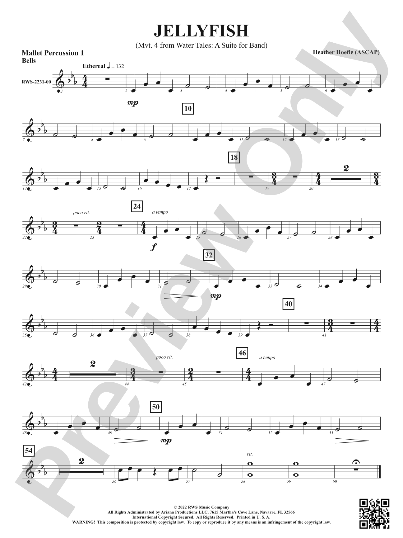 Jellyfish - Mvt. 4 from <i>Water Tales: A Suite for Band</i>: 1st Mallet Percussion