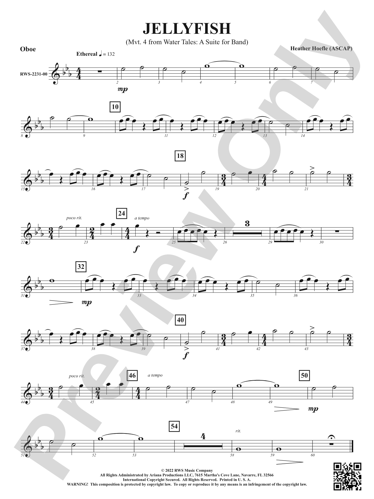 Jellyfish - Mvt. 4 from <i>Water Tales: A Suite for Band</i>: Oboe