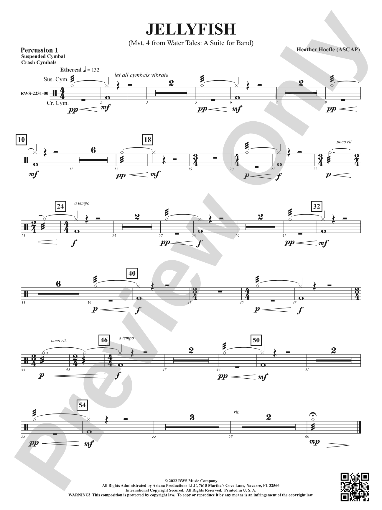 Jellyfish - Mvt. 4 from <i>Water Tales: A Suite for Band</i>: 1st Percussion