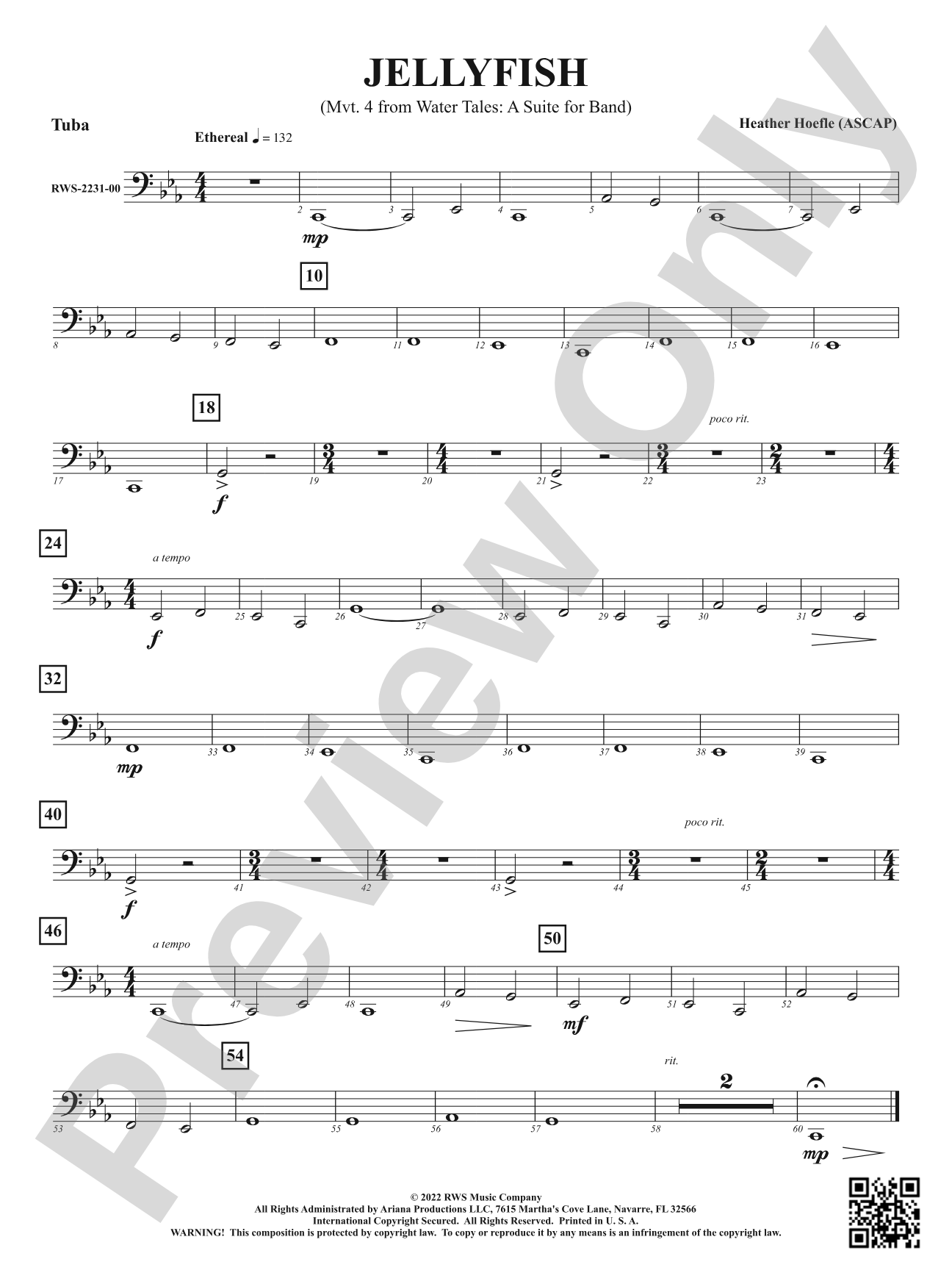 Jellyfish - Mvt. 4 from <i>Water Tales: A Suite for Band</i>: Tuba