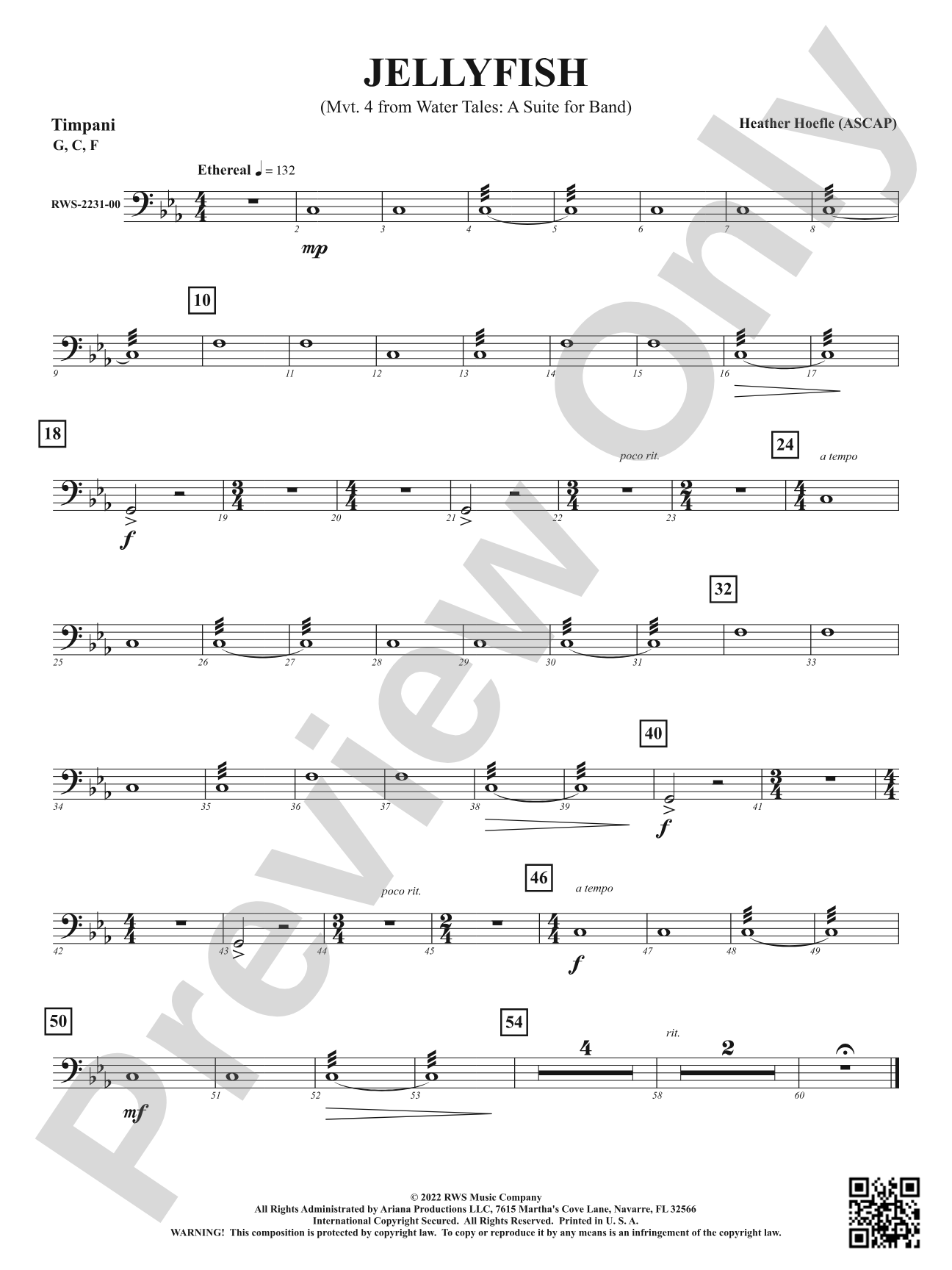 Jellyfish - Mvt. 4 from <i>Water Tales: A Suite for Band</i>: Timpani