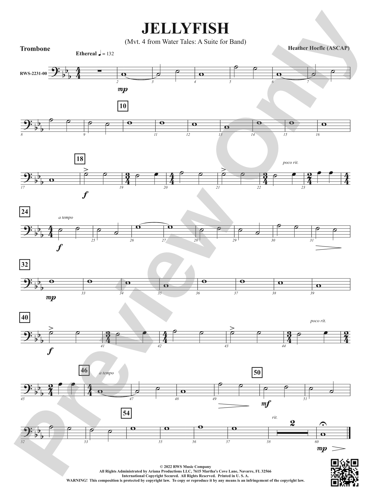 Jellyfish - Mvt. 4 from <i>Water Tales: A Suite for Band</i>: 1st Trombone