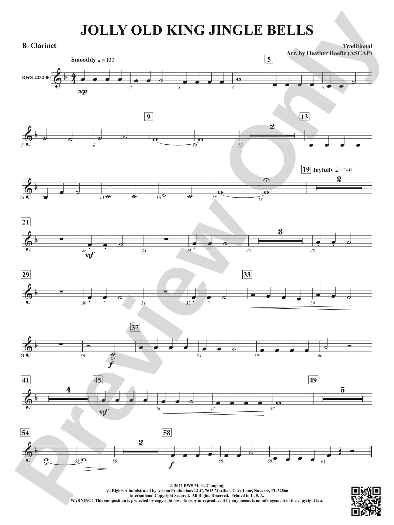 Jolly Old King Jingle Bells: 1st B-flat Clarinet