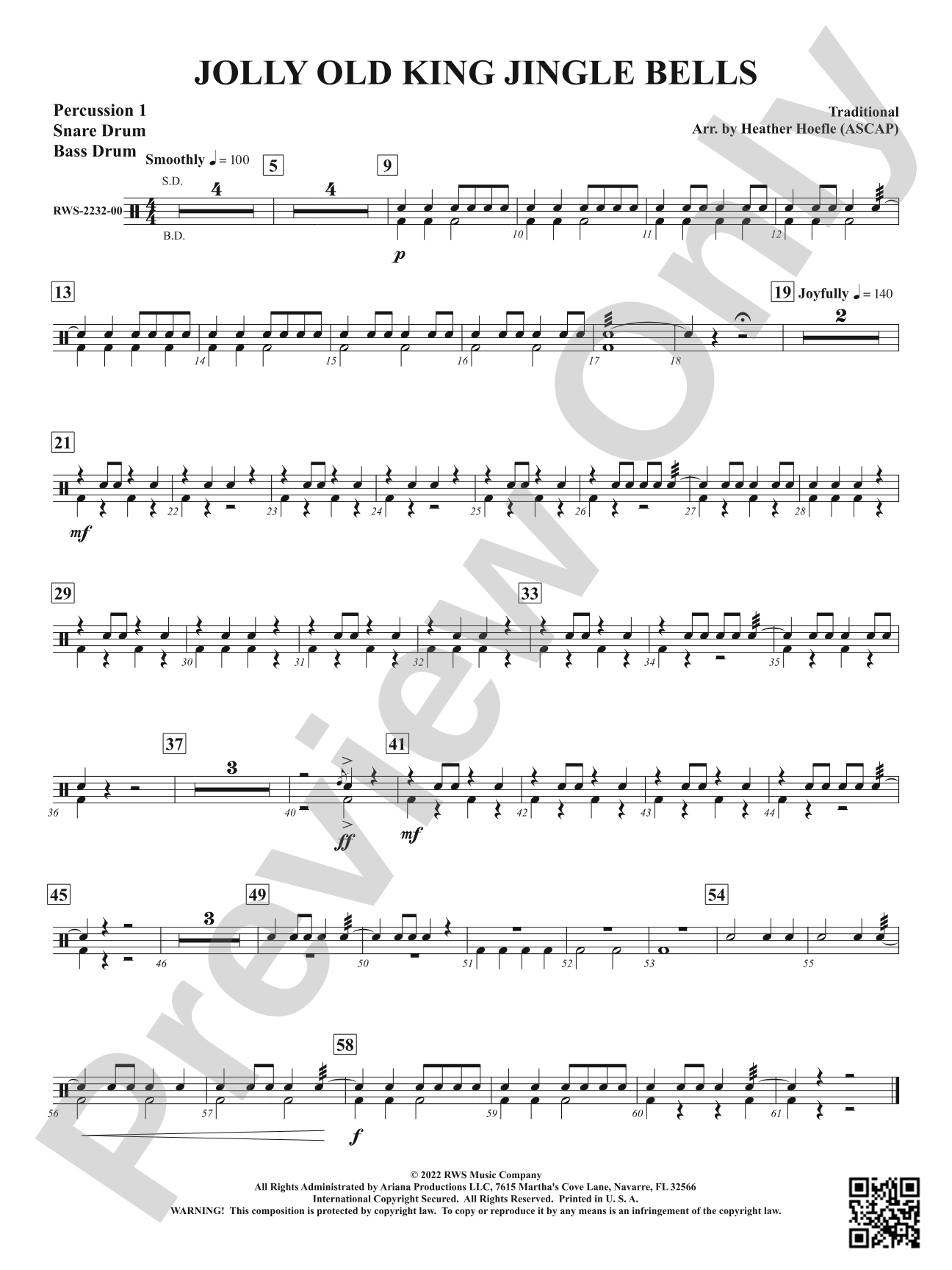 Jolly Old King Jingle Bells: 1st Percussion