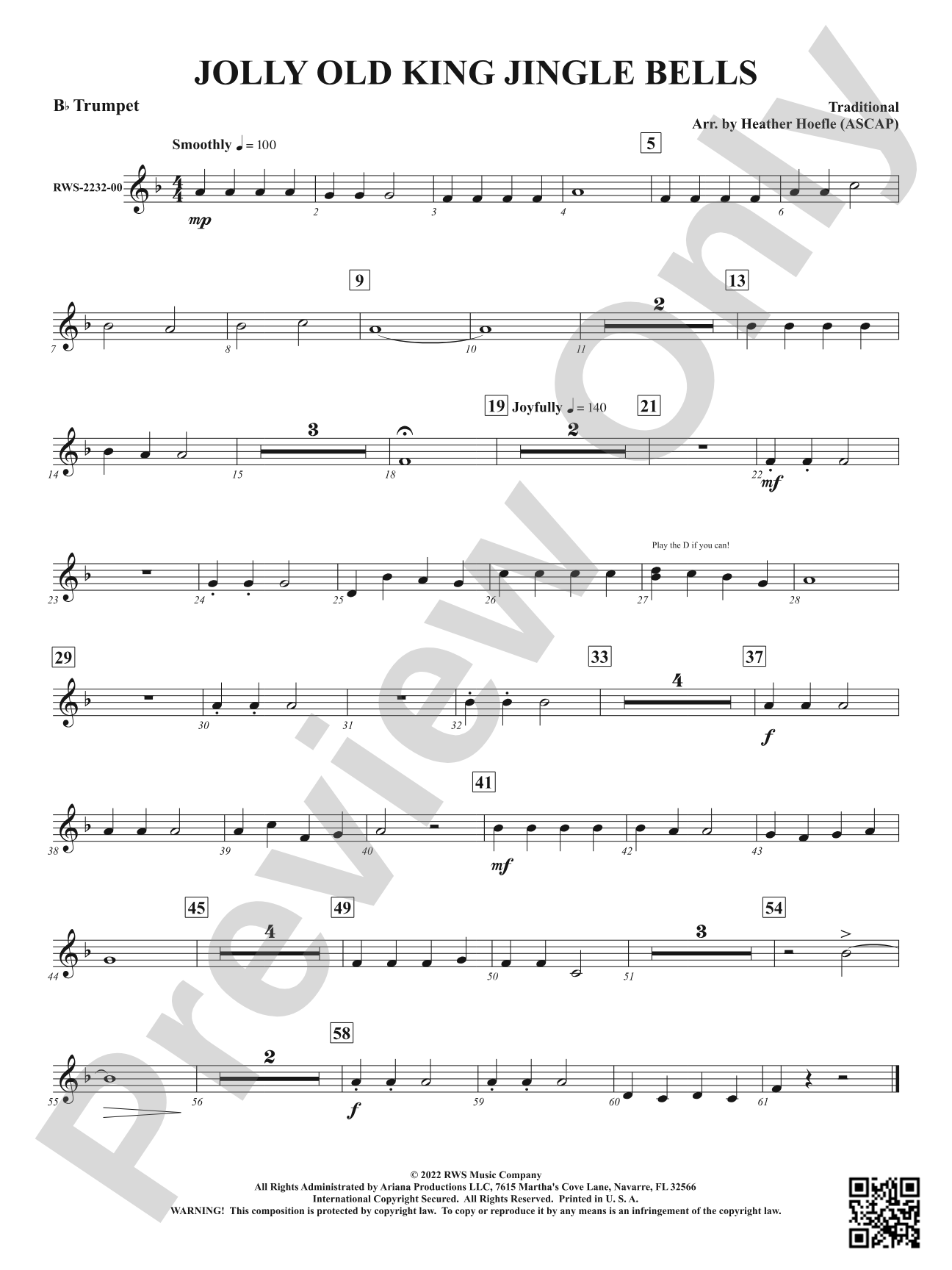 Jolly Old King Jingle Bells: 1st B-flat Trumpet