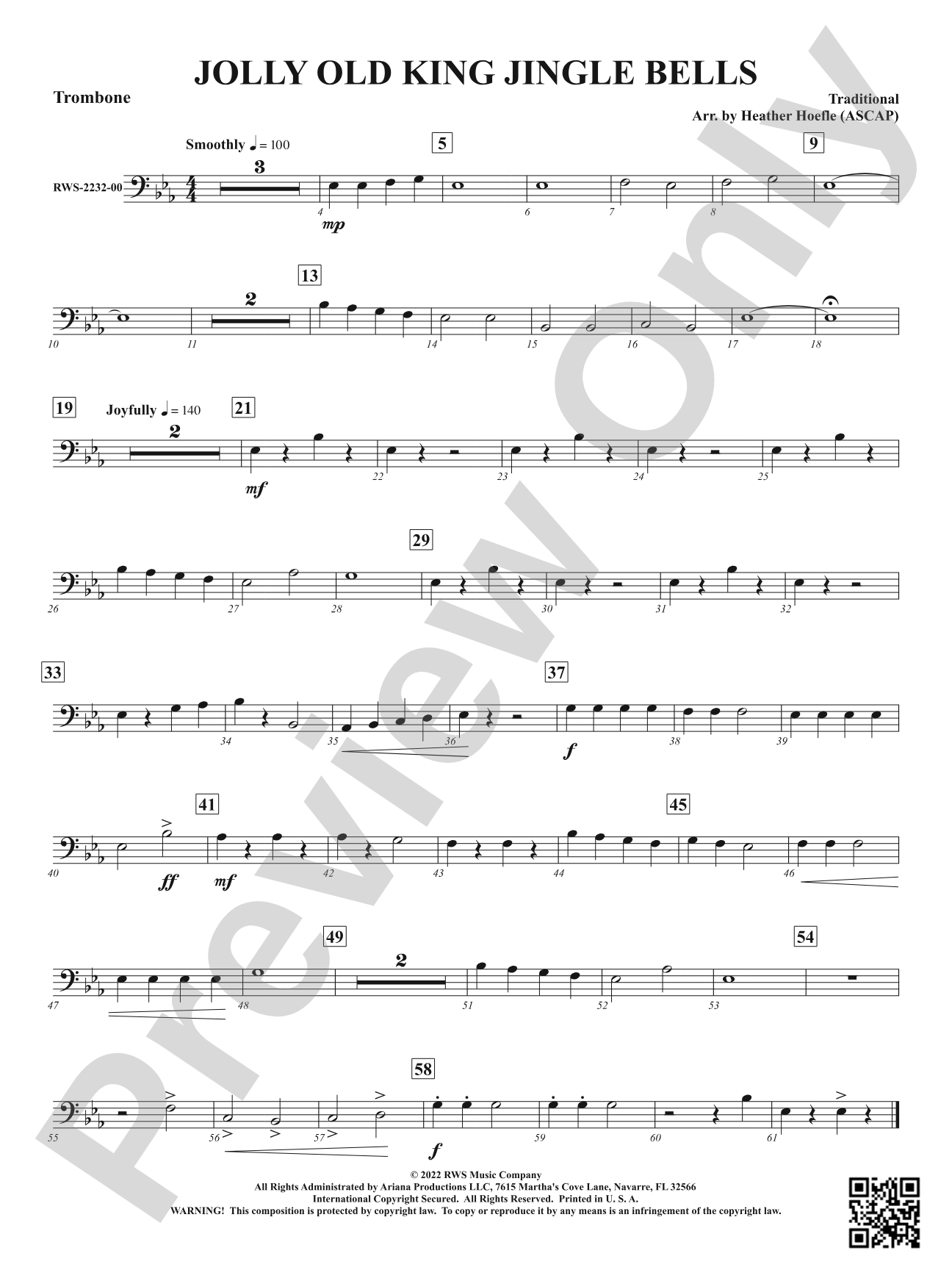 Jolly Old King Jingle Bells: 1st Trombone