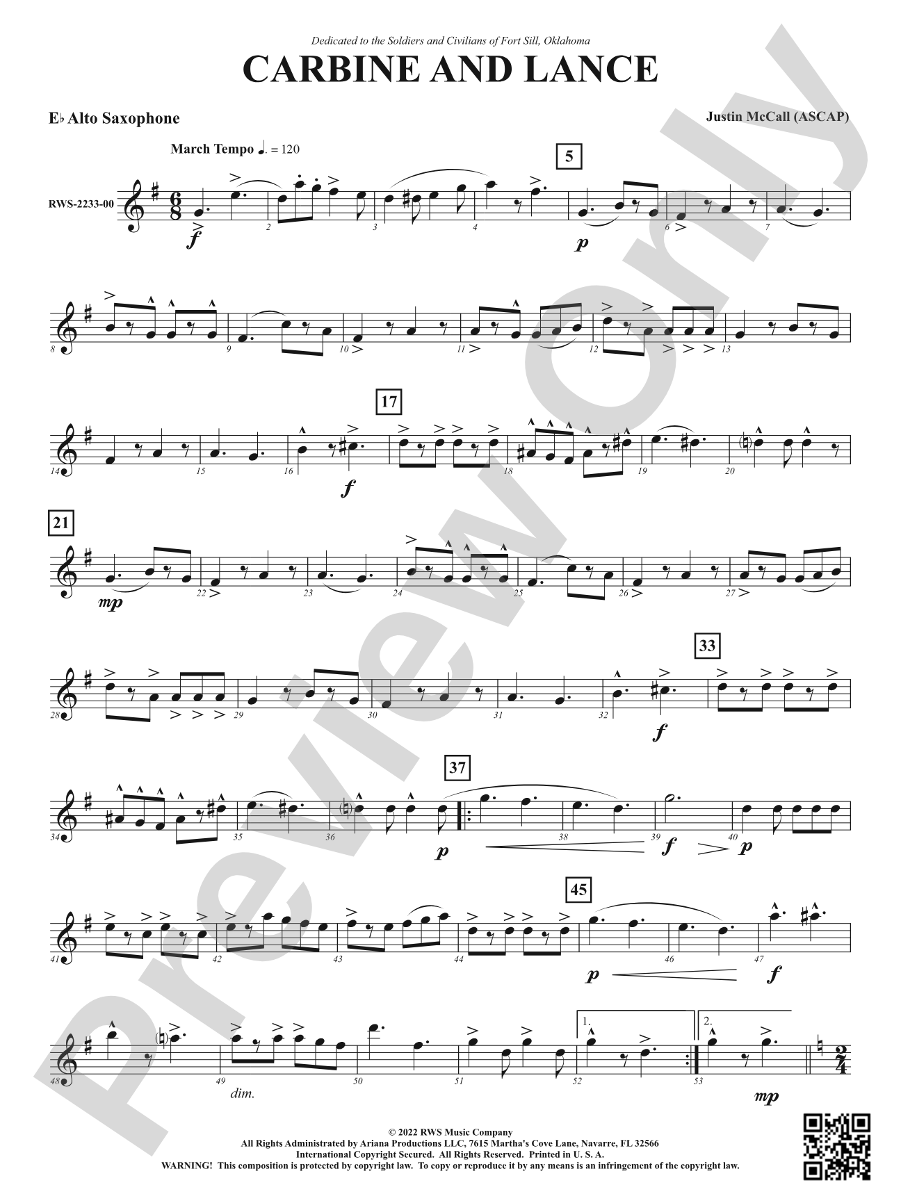 Carbine and Lance: 1st E-flat Alto Saxophone