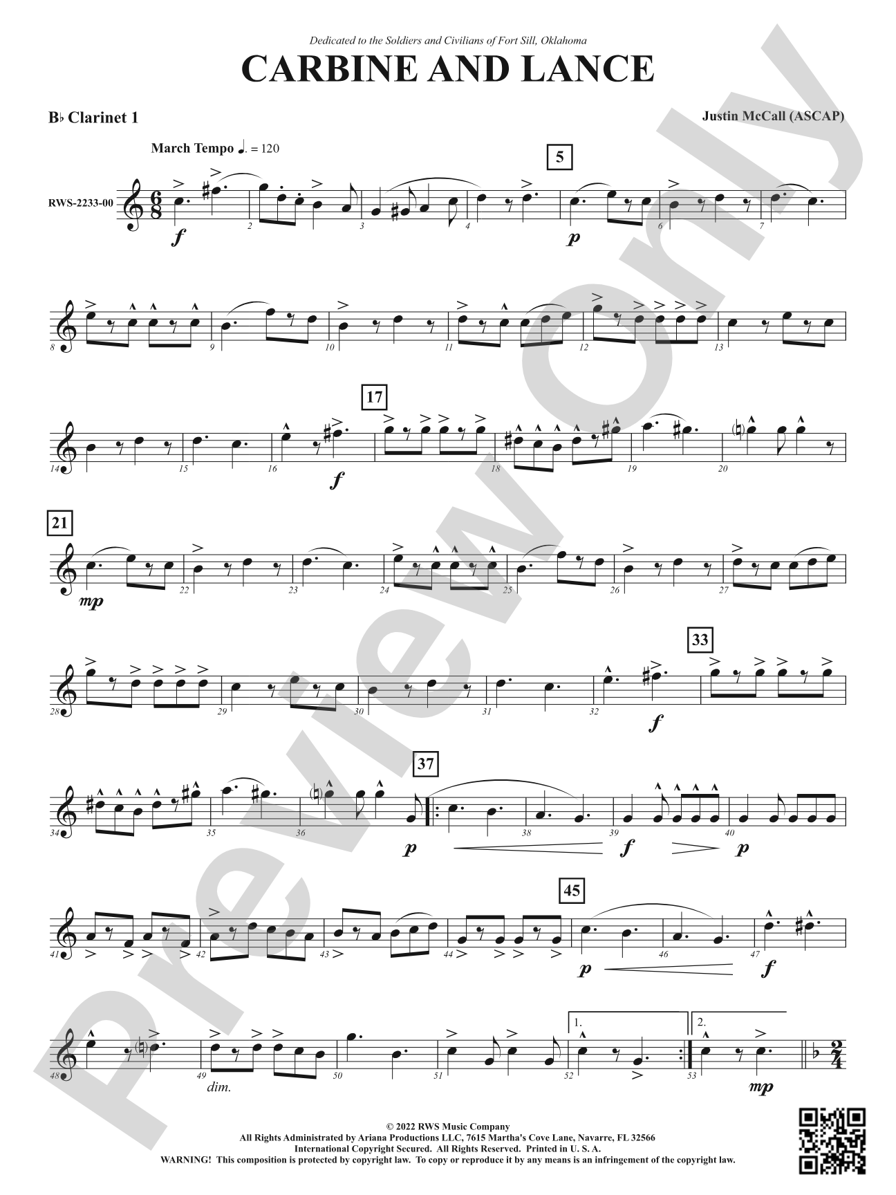 Carbine and Lance: 1st B-flat Clarinet