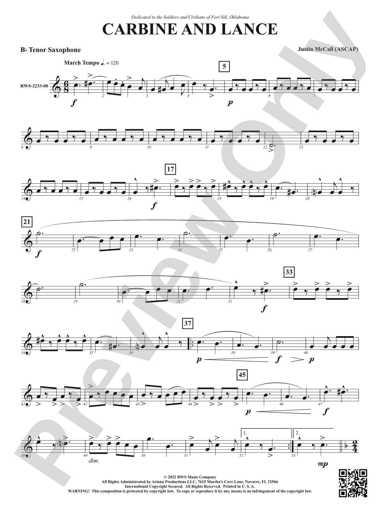 Carbine and Lance: B-flat Tenor Saxophone